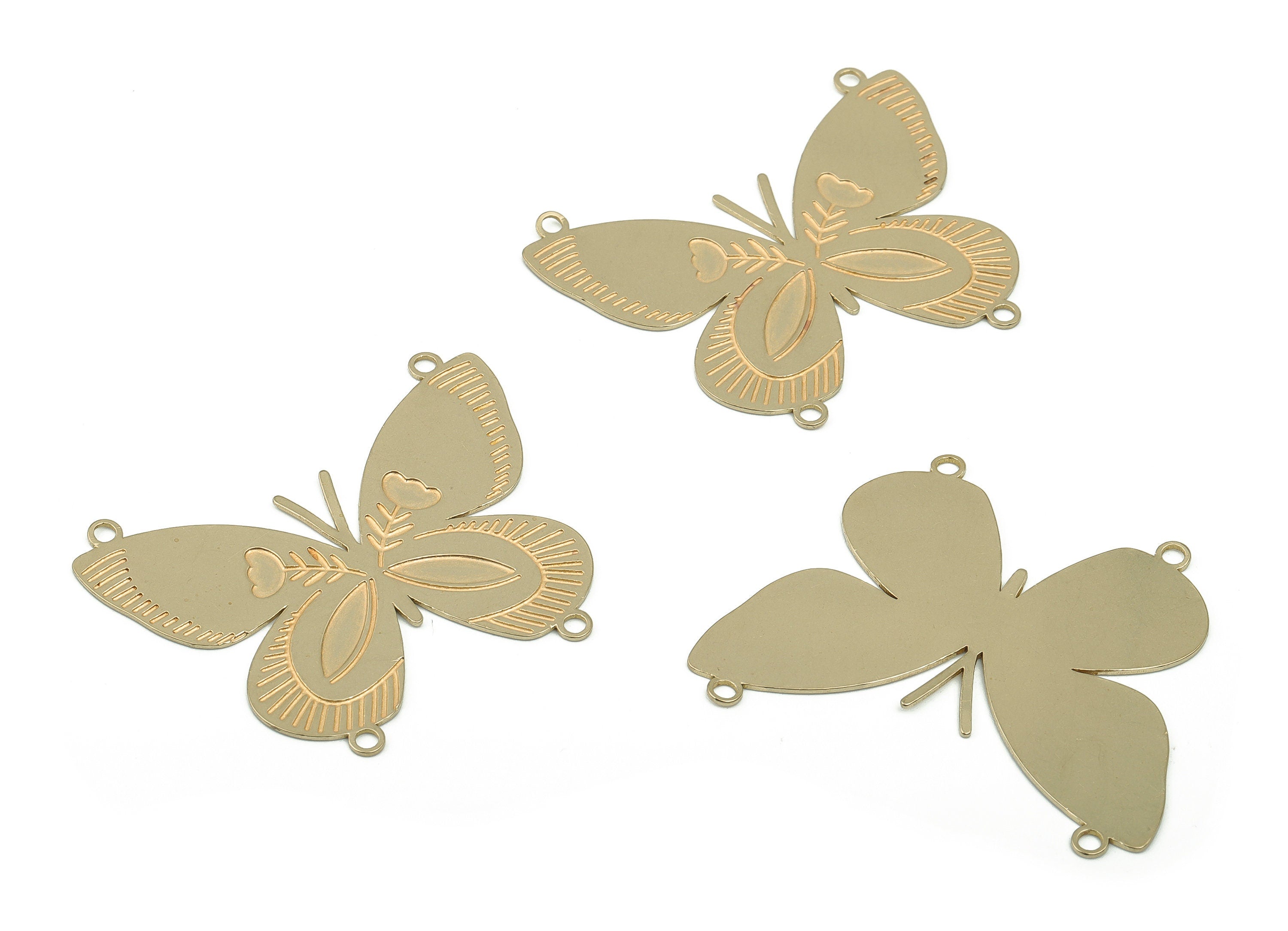 Brass Butterfly Earring Connectors - Raw Brass Flowers Charms and Pendant - DIY Jewelry Making Supplies - 39.86x32.63x0.66mm - PPA0046 - DOMEDBAZAAR