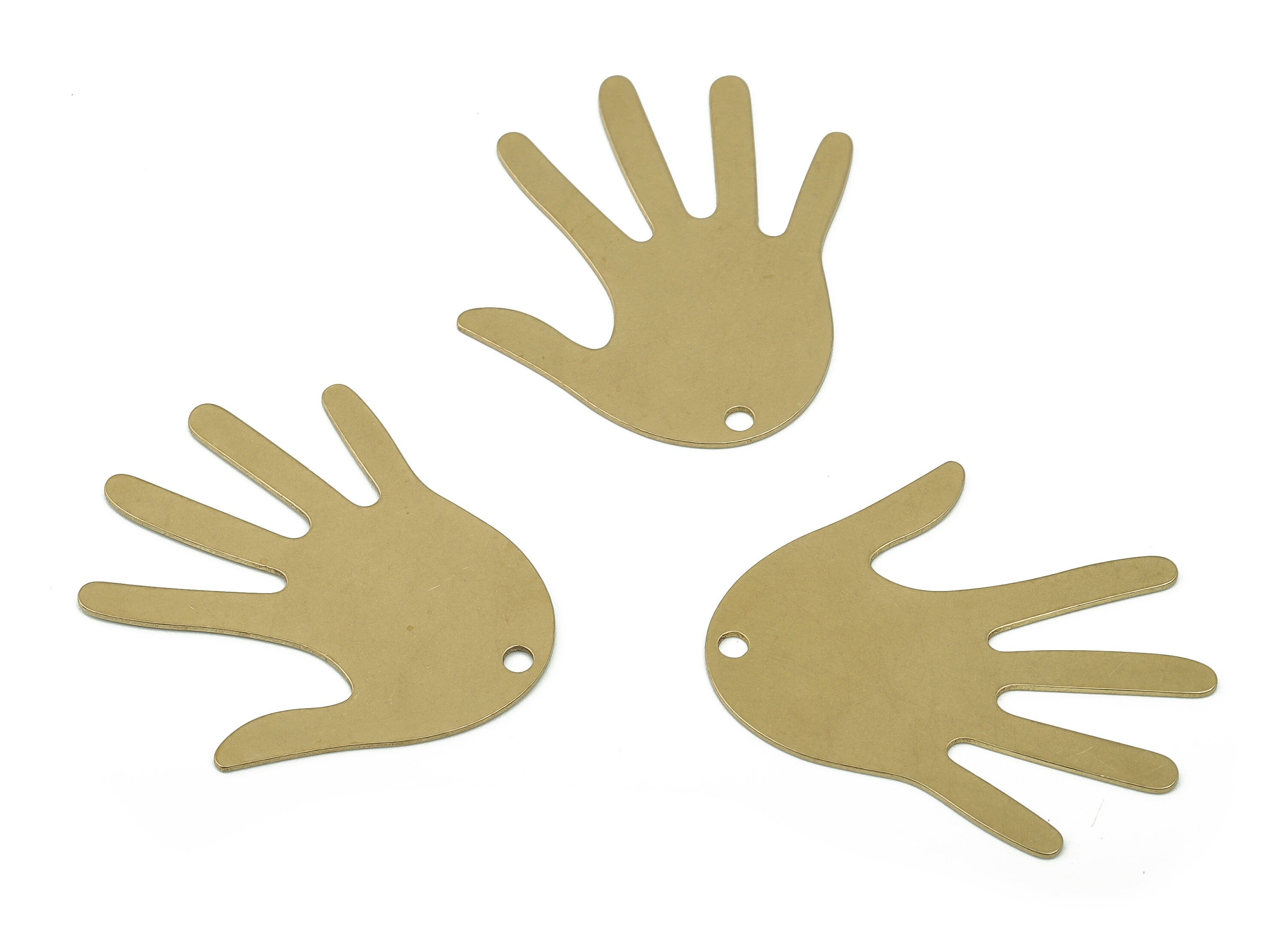 Personalized stamping blank - Hand Brass Charms - Raw Brass Hand Earring Charms - Jewelry Making - 34.85x33.16x0.63mm - PPA0017 - DOMEDBAZAAR