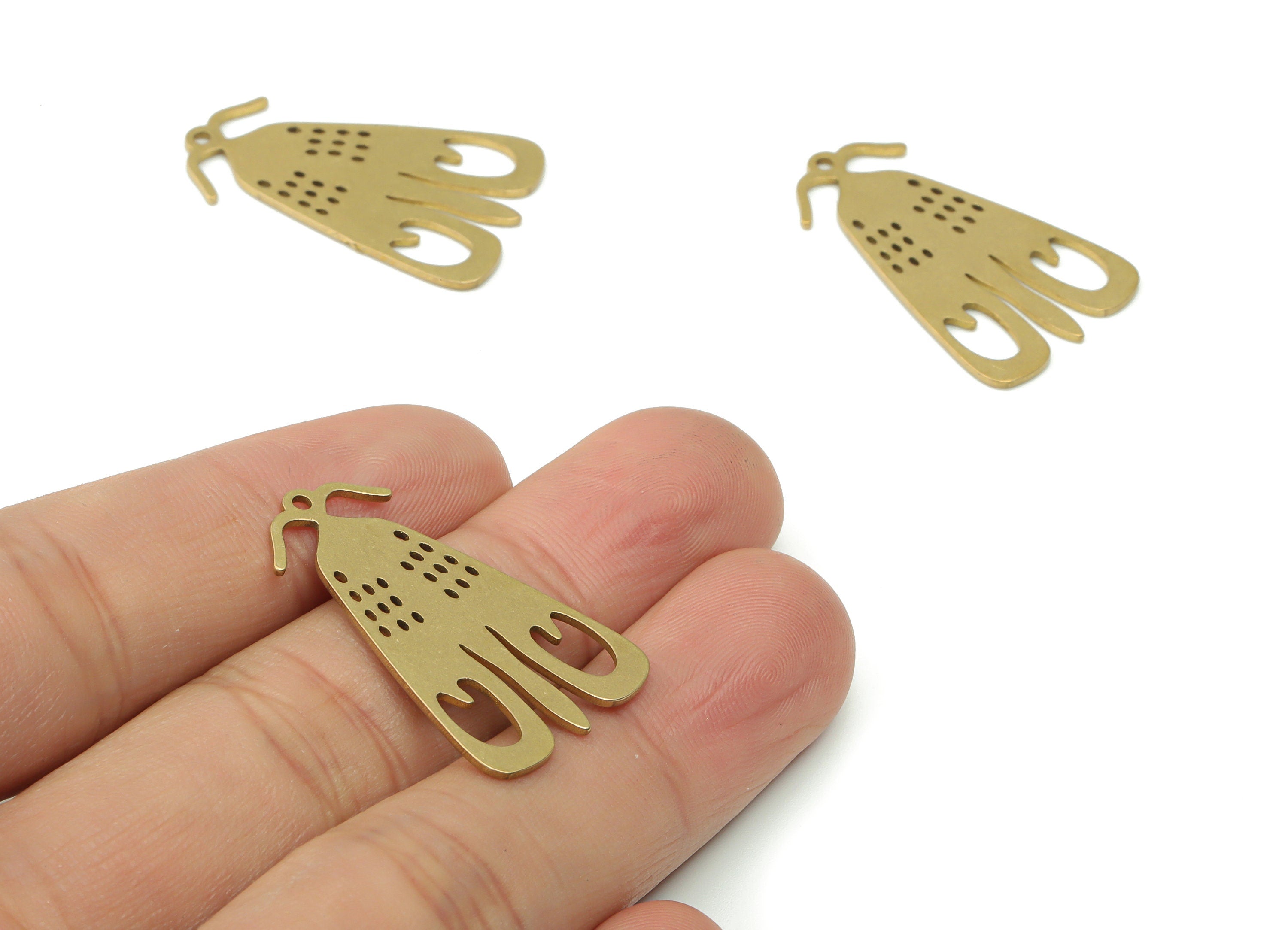 Brass Moth Earring Charms - Raw Brass Moth Pendant - DIY Jewelry Making Supplies - 30.9mm x 18.74mm x 0.85mm - PPA0332 - DOMEDBAZAAR