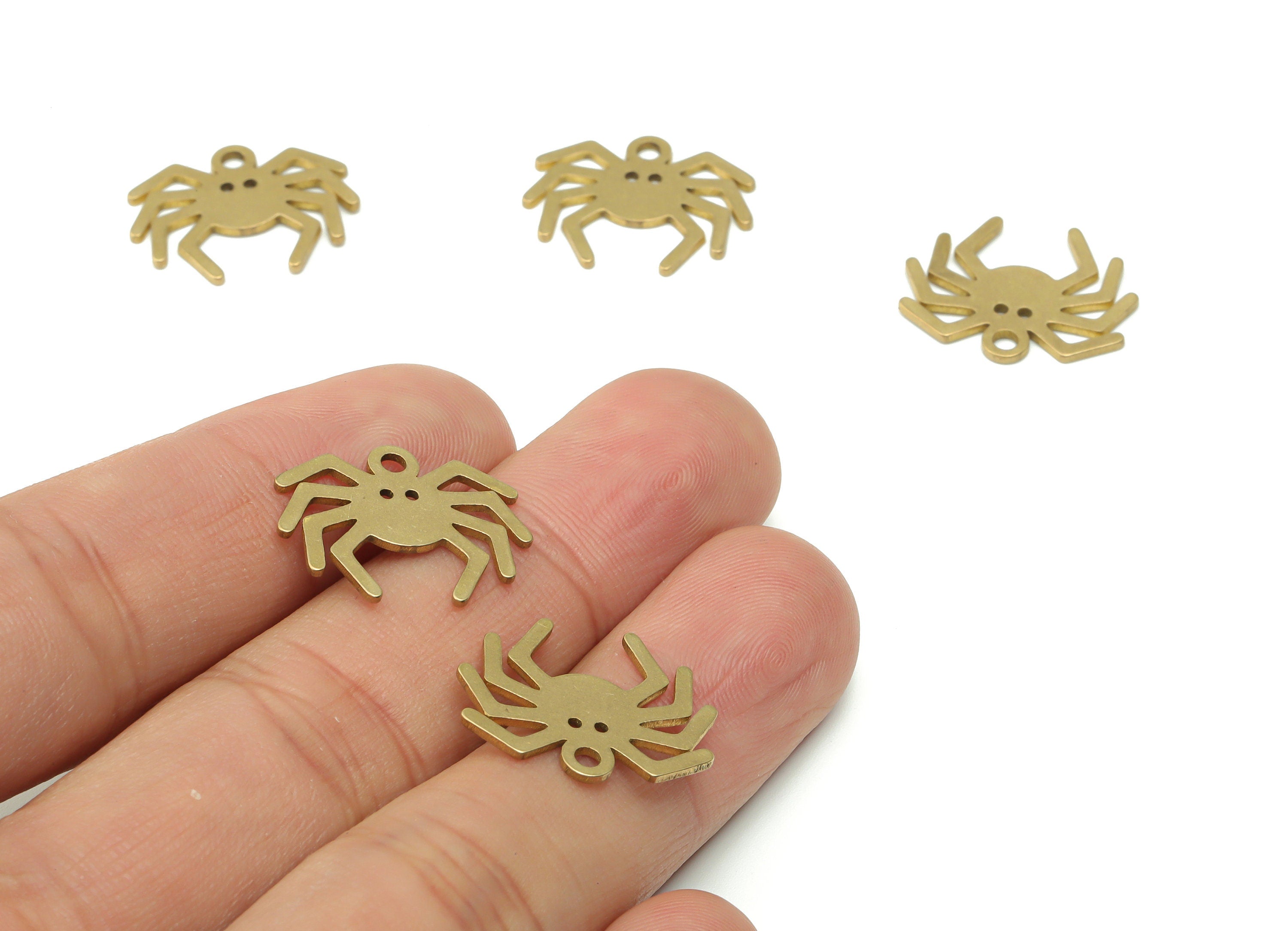 Brass Spider Earring Charms - Raw Brass Spider Pendant - DIY Jewelry Making Supplies - 19.62x15.99x0.86mm - PPZ0074 - DOMEDBAZAAR