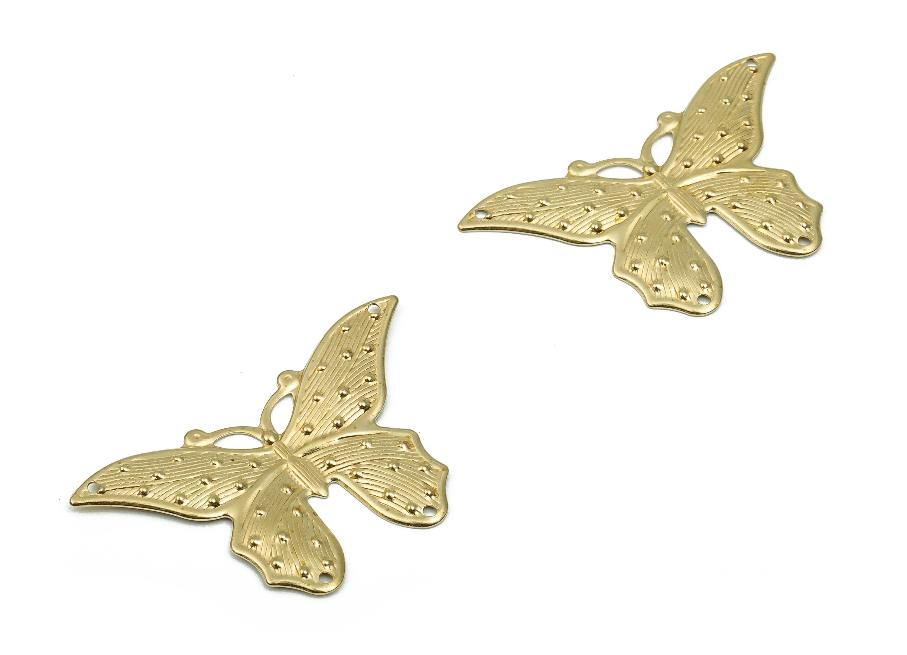 Raw Brass Butterfly Charm - Brass Animal Pendant Charm - Brass Earring Charm - Connector Charm - Jewelry Supplies -40.91x26.32x1.34mm-PP4821 - DOMEDBAZAAR