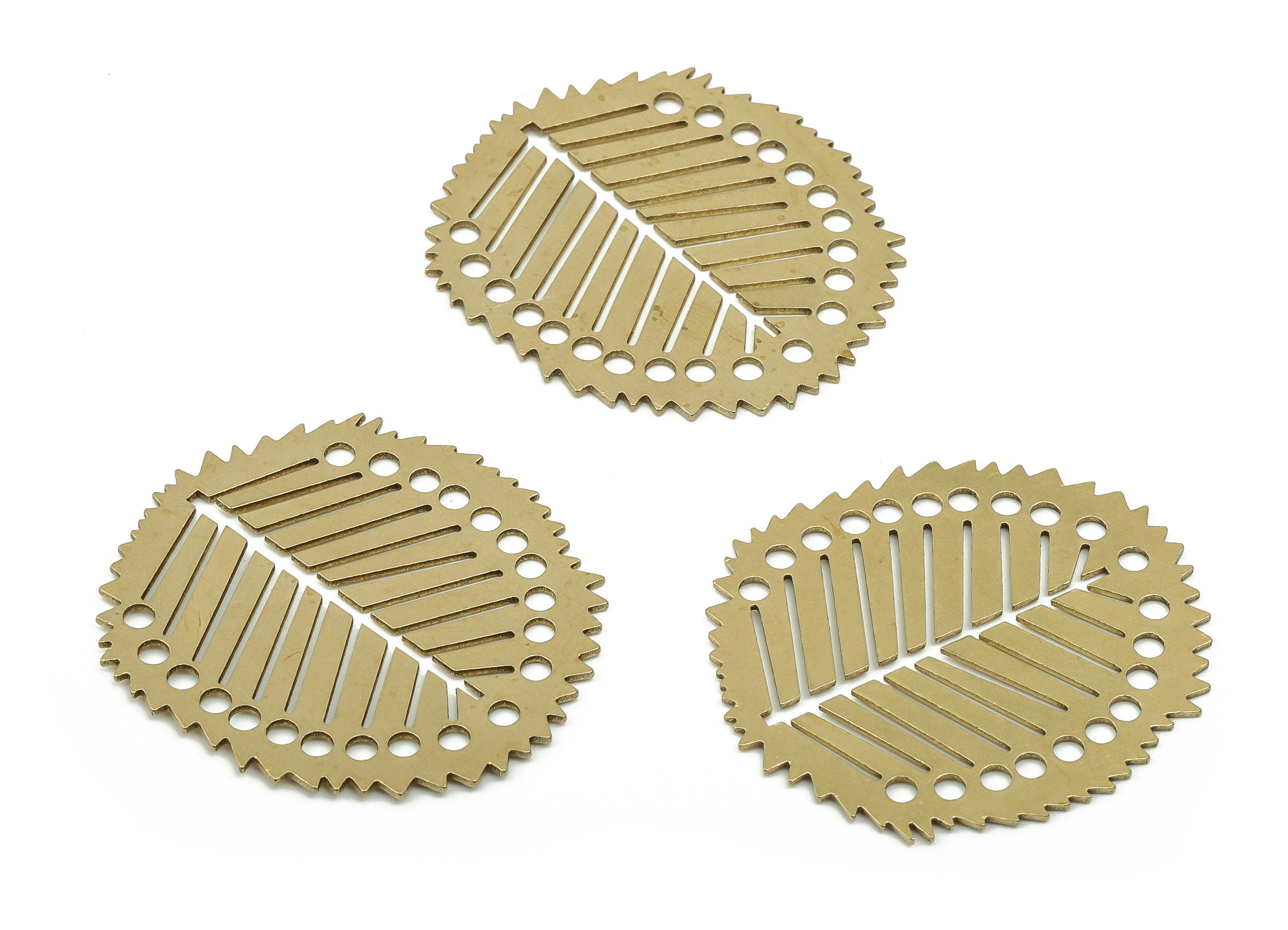 Brass Leaf Earring Connector - Raw Brass Leaves Charms and Pendant - Jewelry Making Supplies - 37.74x33.86x0.74mm - PPA0023 - DOMEDBAZAAR
