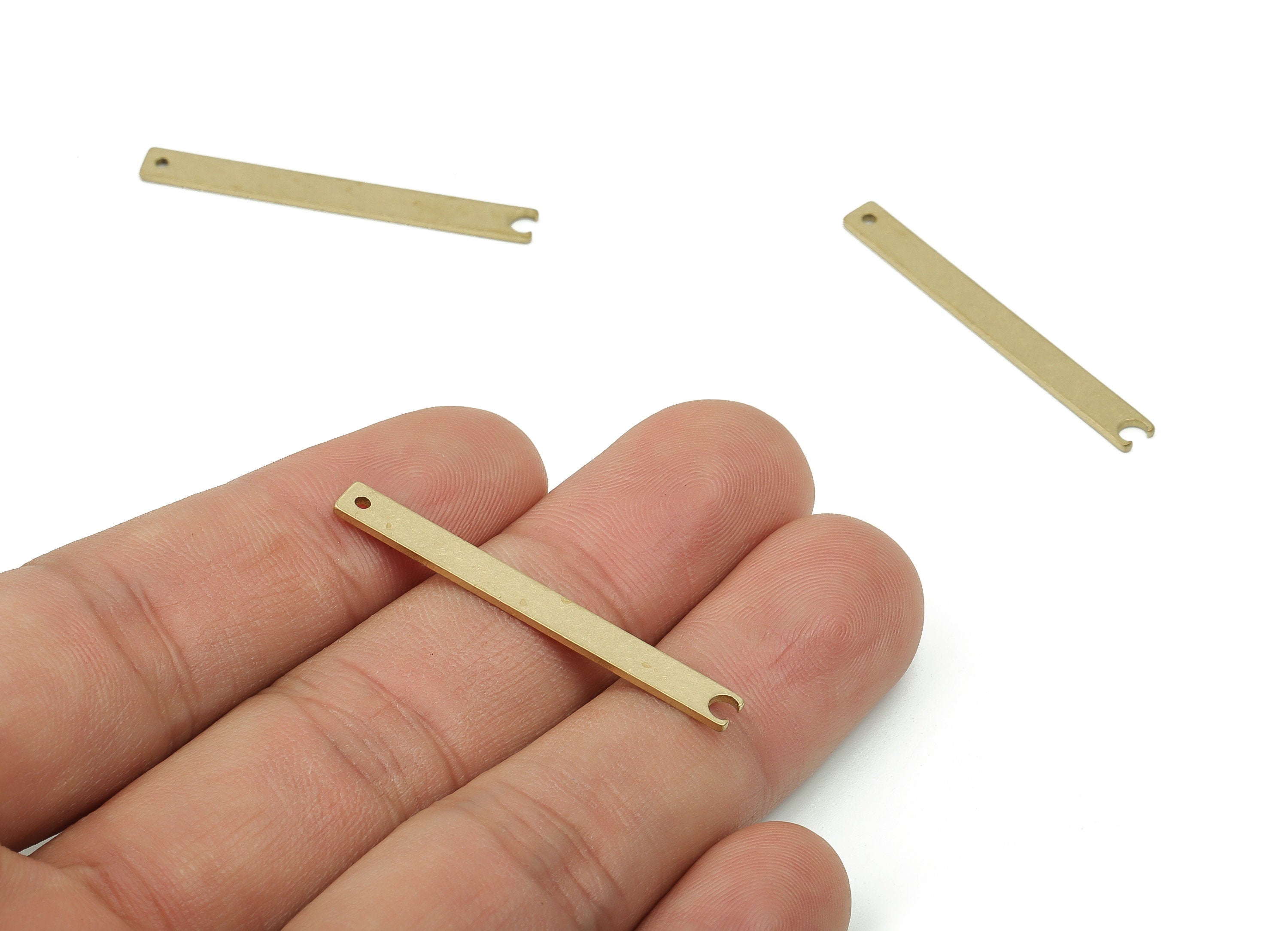 Brass Earring Charms - Raw Brass Strip Pendant Charm - Brass Strip Charm - Geometrical Shape - Jewelry Supplies -37.73x3.85x1.03mm- PP4827 - DOMEDBAZAAR