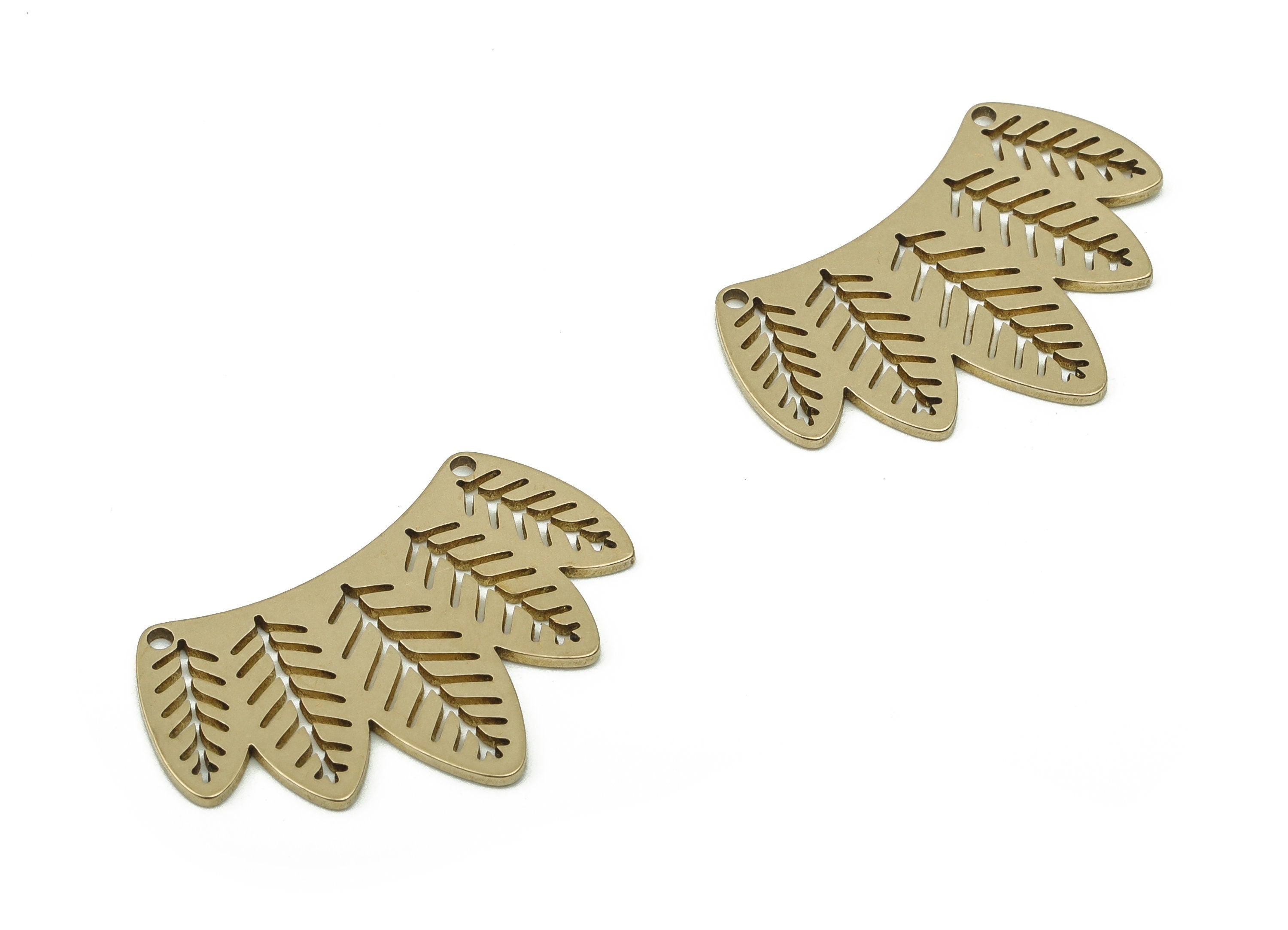 Brass Crown Earring Charms - Raw Brass Leaf Pendant Charm - Earring Connector - Brass Earrings - Jewelry Making -27.61x18.65x0.83mm- PPZ0023 - DOMEDBAZAAR