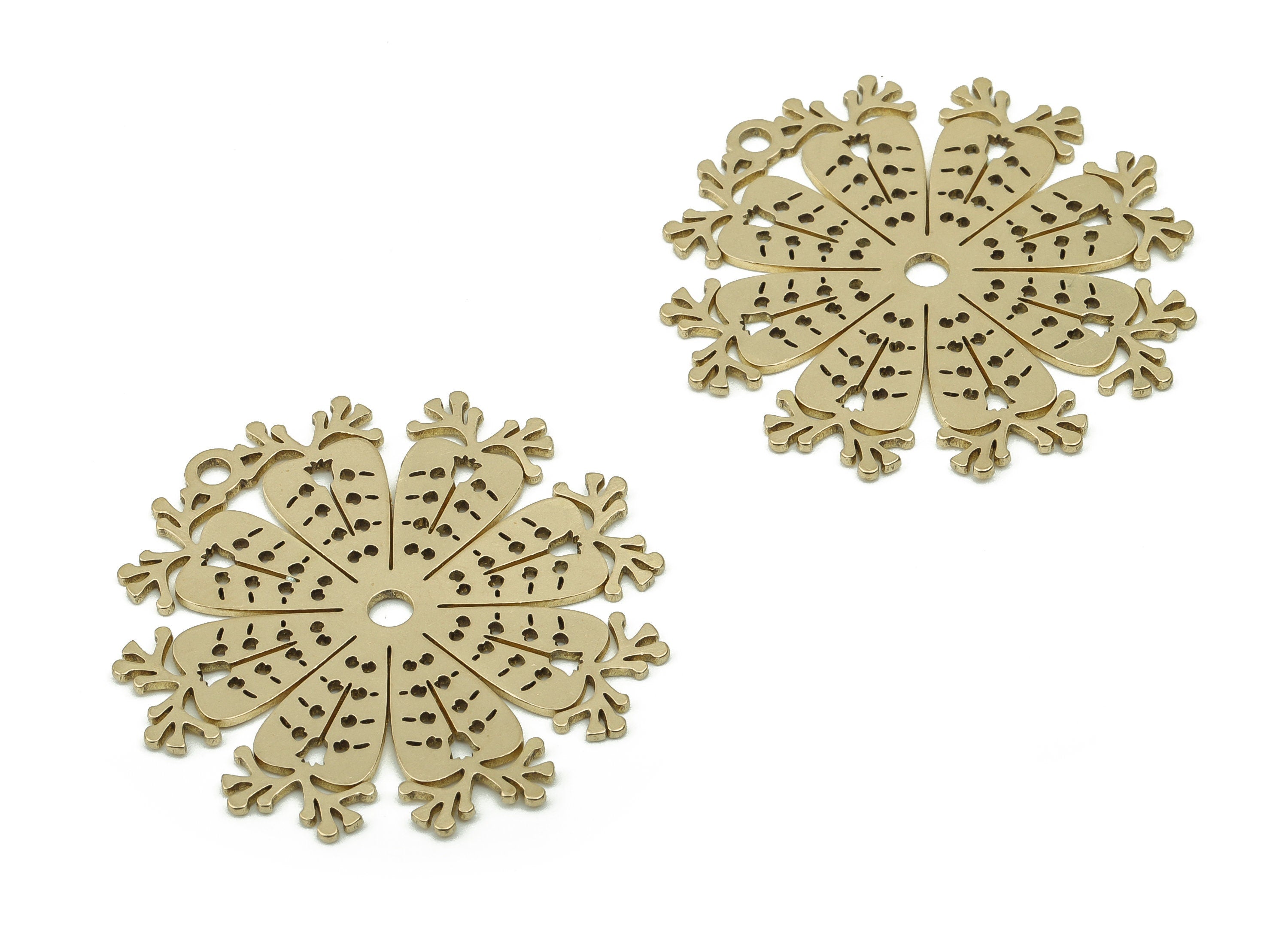 Brass Flowers Fulip Earring Connectors - Raw Brass Carrot Coral Charms and Pendant - Jewelry Making Supplies - 35.39x34.84x0.79mm - PPA0117 - DOMEDBAZAAR