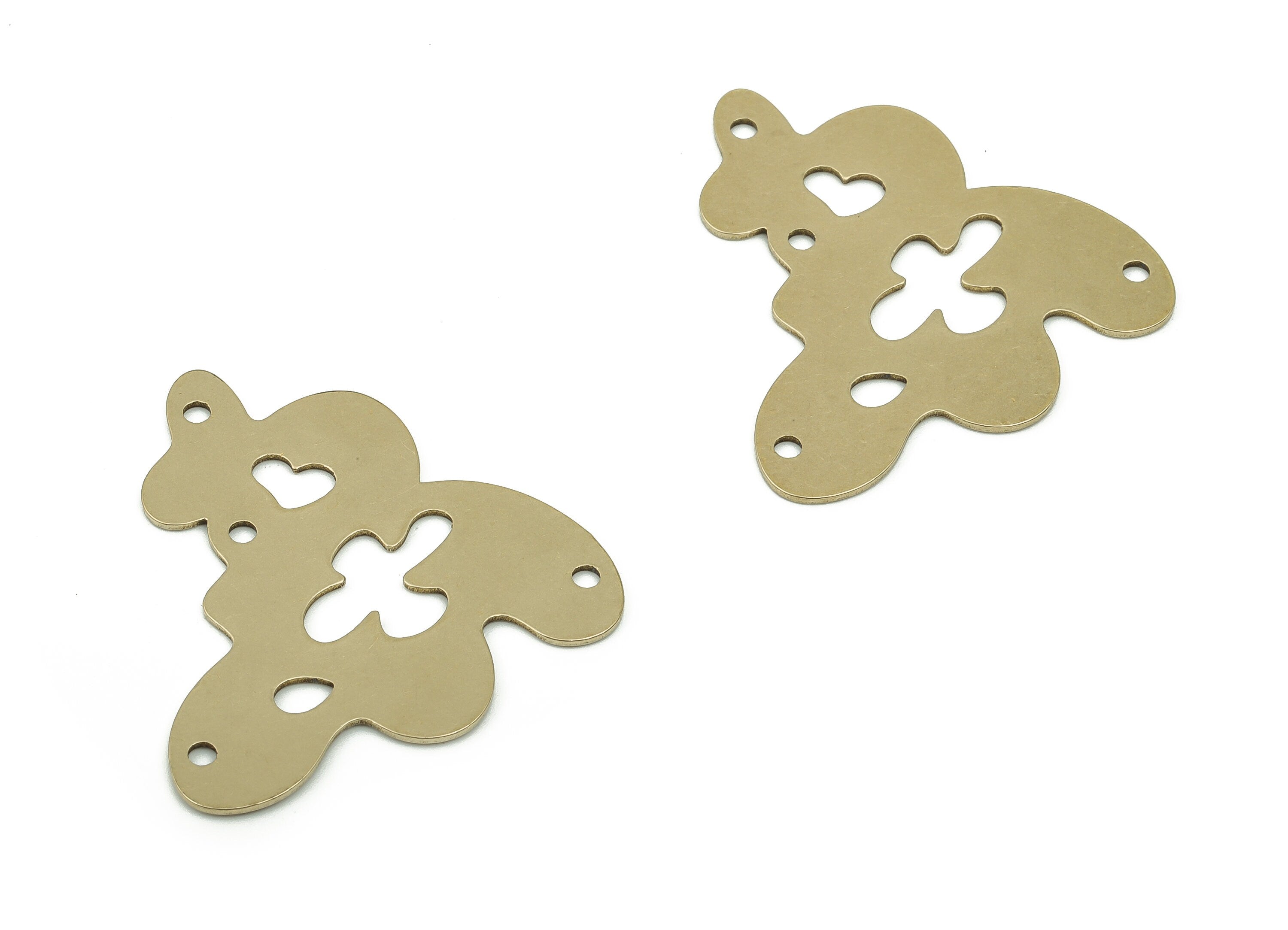 Brass Abstract Earring Connectors - Raw Brass Splash Charms - DIY Jewelry Making Supplies - 33.5x32.15x0.72mm - PPZ0026 - DOMEDBAZAAR