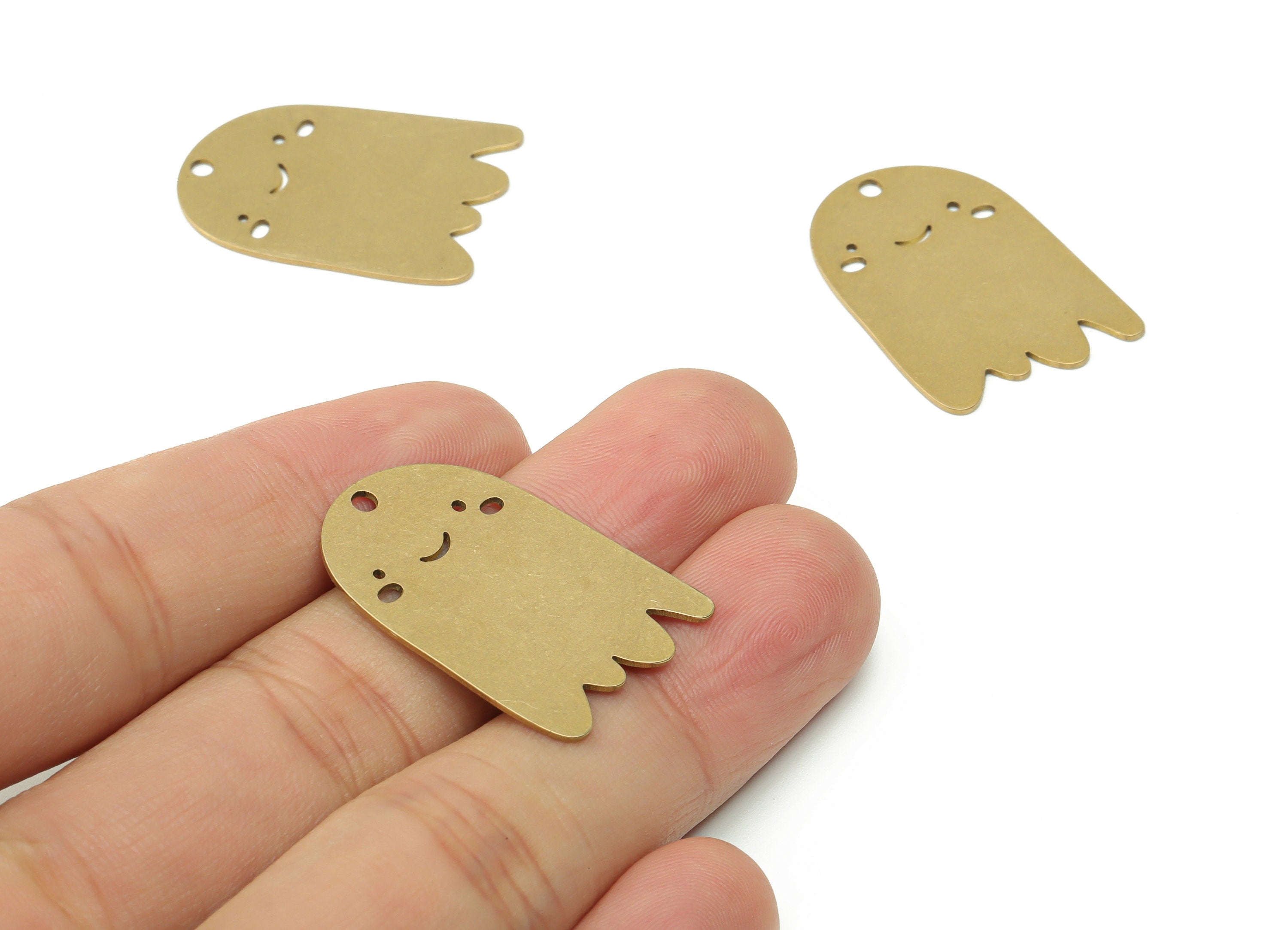 Brass Mountain Baby Face Earring Charms - Raw Brass Baby Ghost Pendant - DIY Jewelry Making Supplies - 29.34x20.41x0.65mm - PPZ0062 - DOMEDBAZAAR