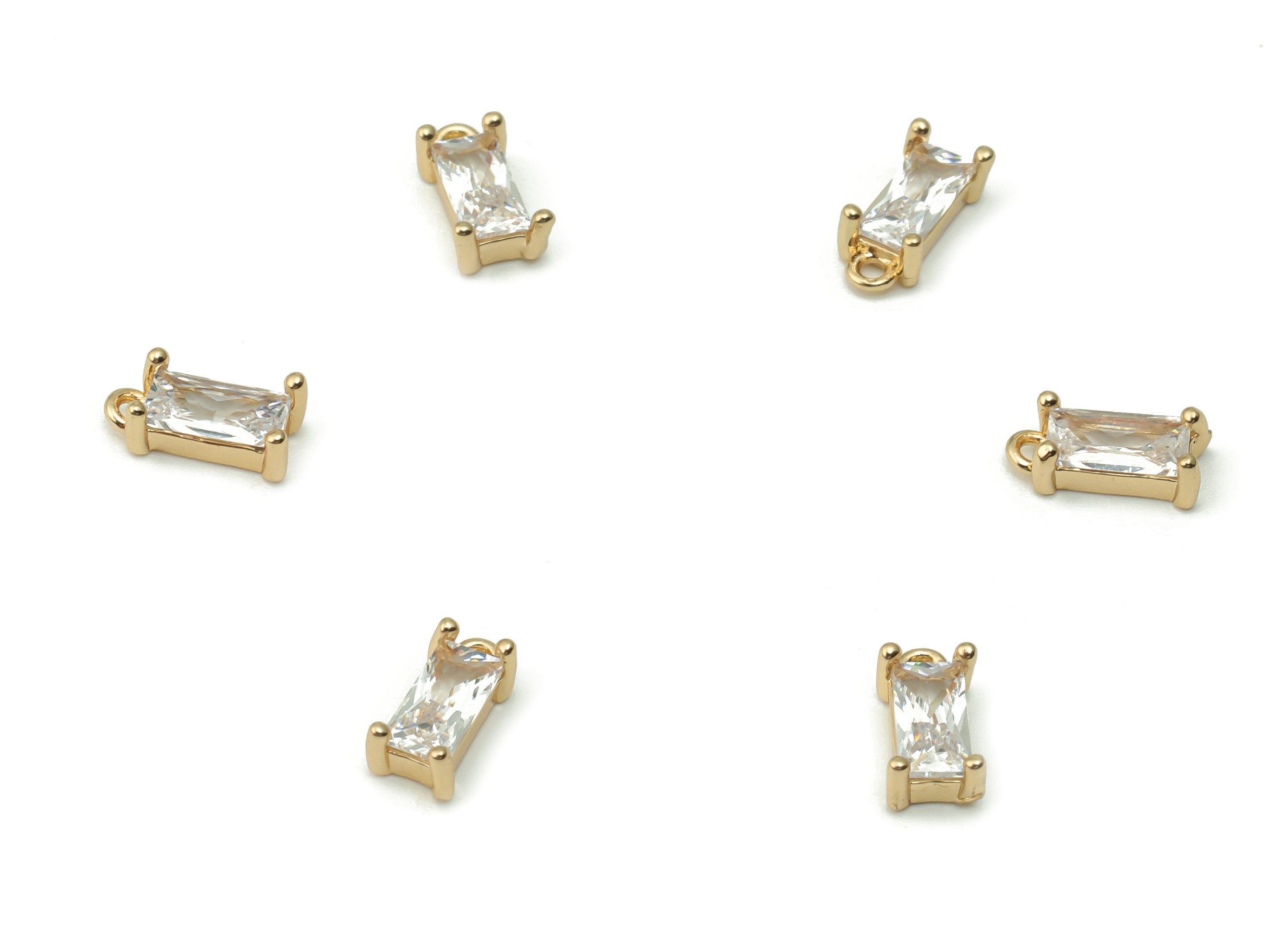 Brass Rectangle Earring Charms With Zircon - Gold Rectangle Pendant - Gold Tone Plated Brass - Jewelry Supplies - 8.43x4.04x2.92mm - PP4924G - DOMEDBAZAAR