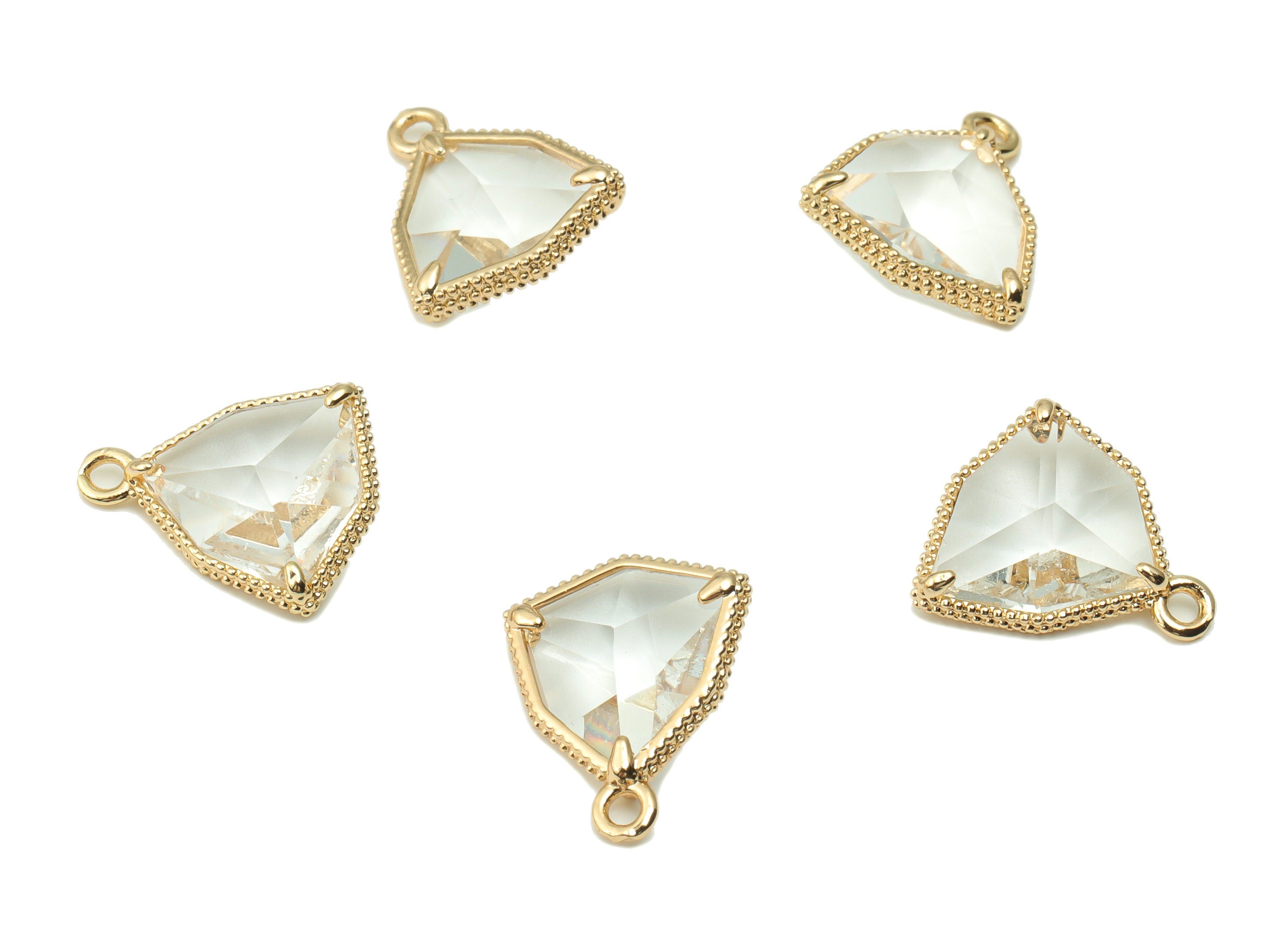 Brass Geometry Earring Charms With Zircon - Gold Geometry Pendant - Gold Tone Plated Brass - Jewelry Supplies - 15.68x13.76x5.81mm - PP4921G - DOMEDBAZAAR