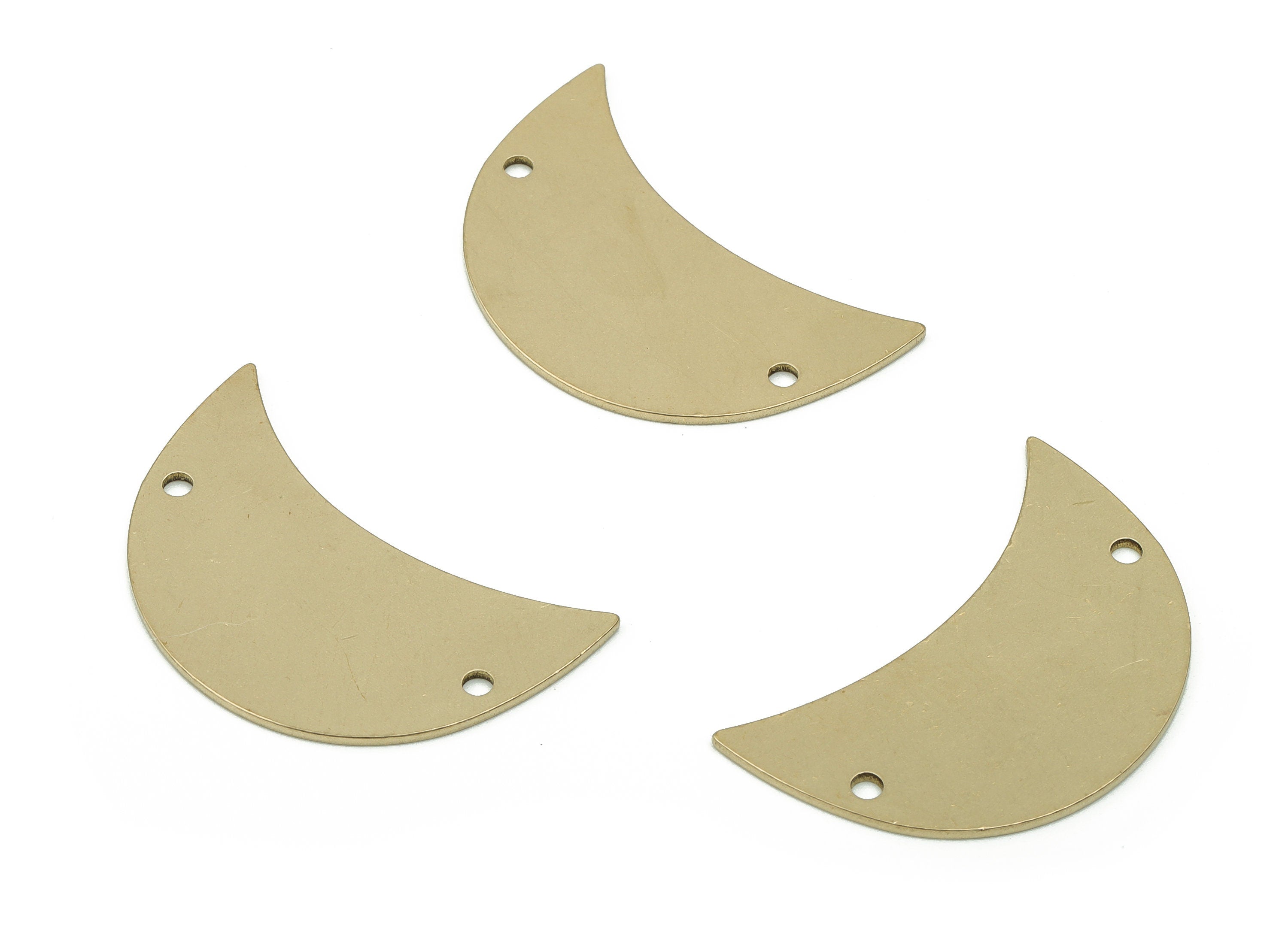 Personalized stamping blank - Brass Crescent Earring Connectors - Raw Brass Moon Charms and Pendant - 29.95x18.91x0.78mm - PPA0003 - DOMEDBAZAAR