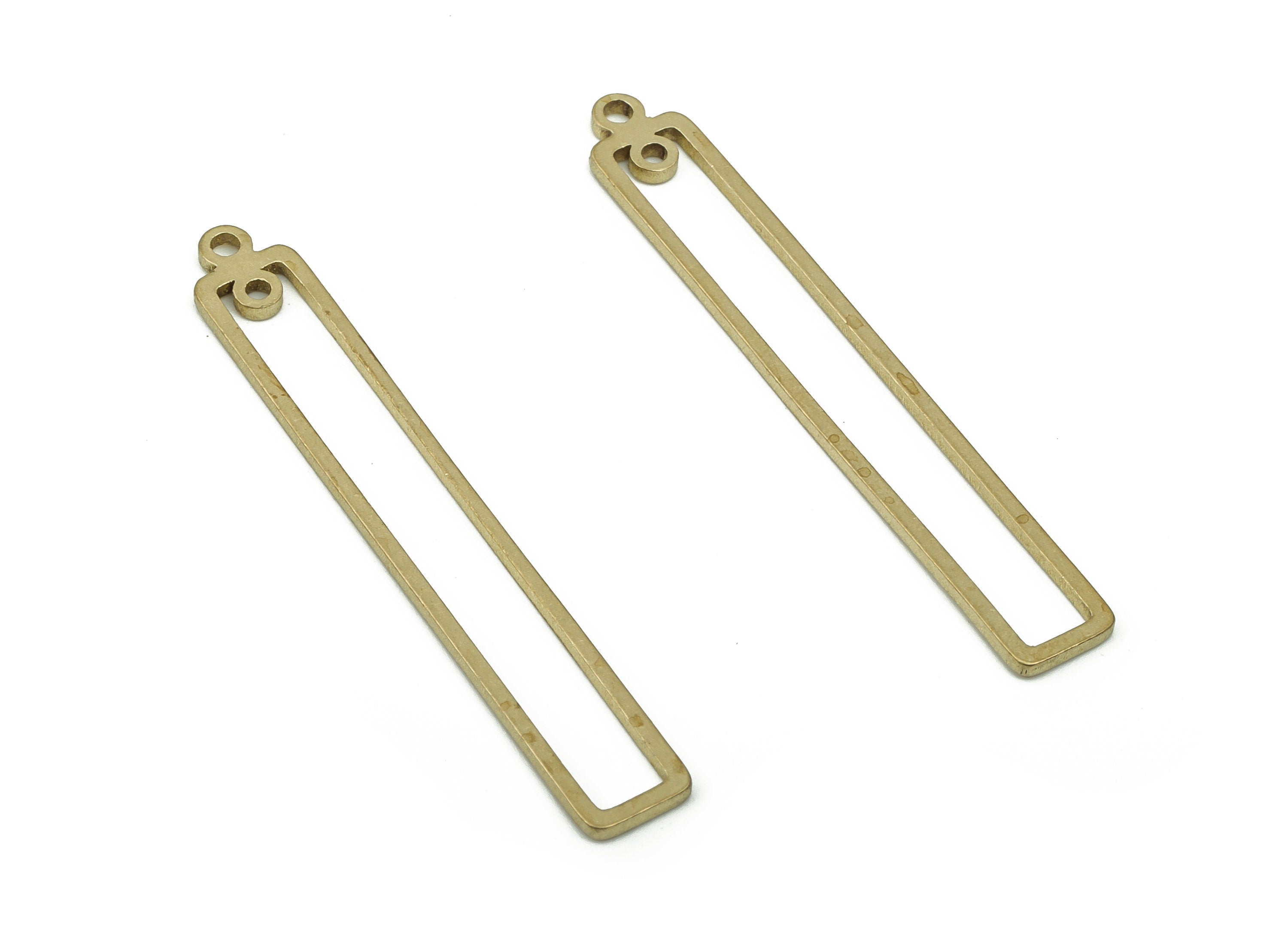 Brass Rectangle Earring Connectors - Raw Brass Rectangle Charms and Pendant - Jewelry Making Supplies - 42.52x6.02x1.06mm - PP4828 - DOMEDBAZAAR