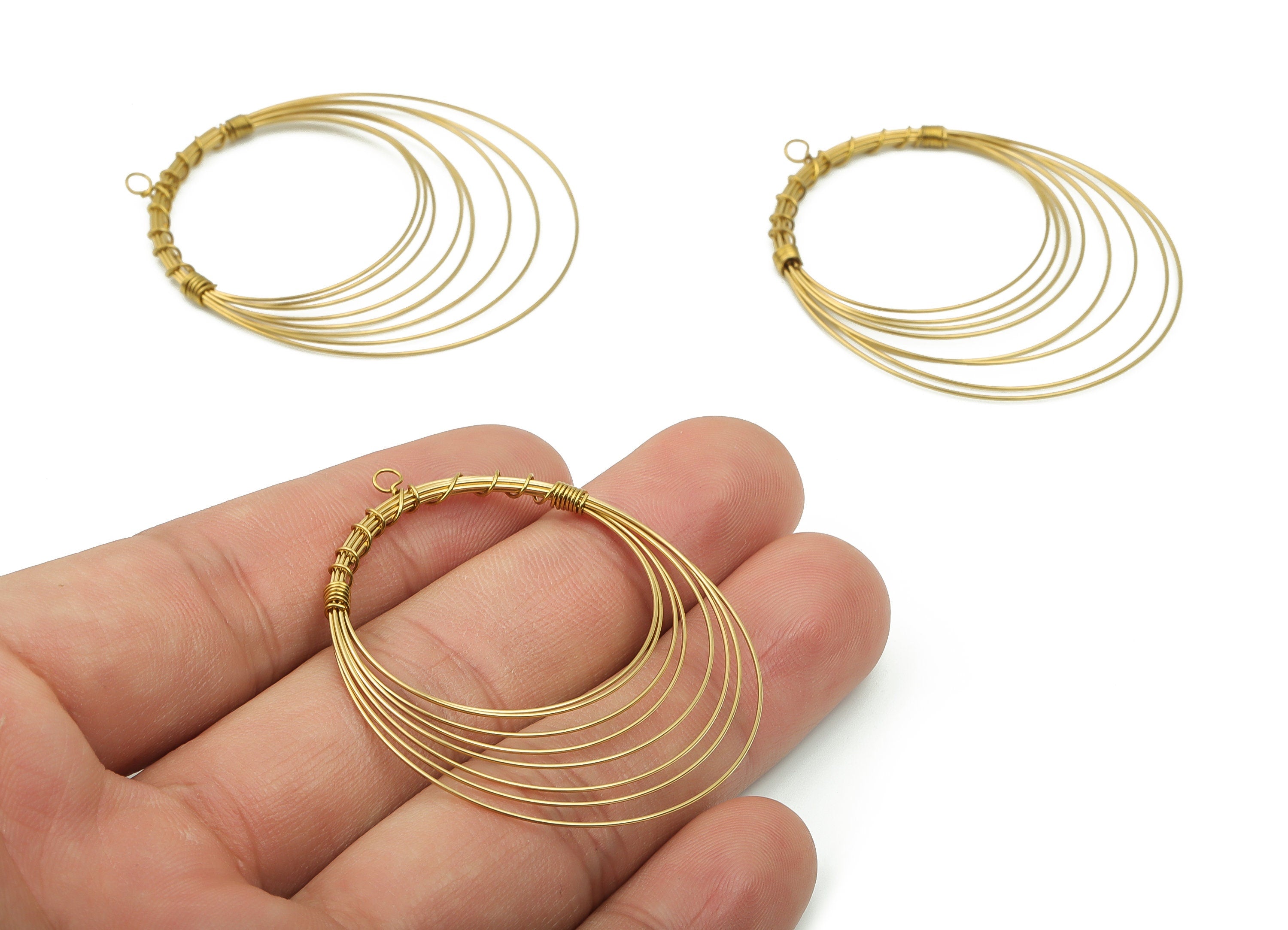Brass Circle Earring Wire - Raw Brass Earring Hoop - Earring Wire Hoop - Jewelry Making Supplies - 49.64x40.17x0.57mm - PP4850 - DOMEDBAZAAR
