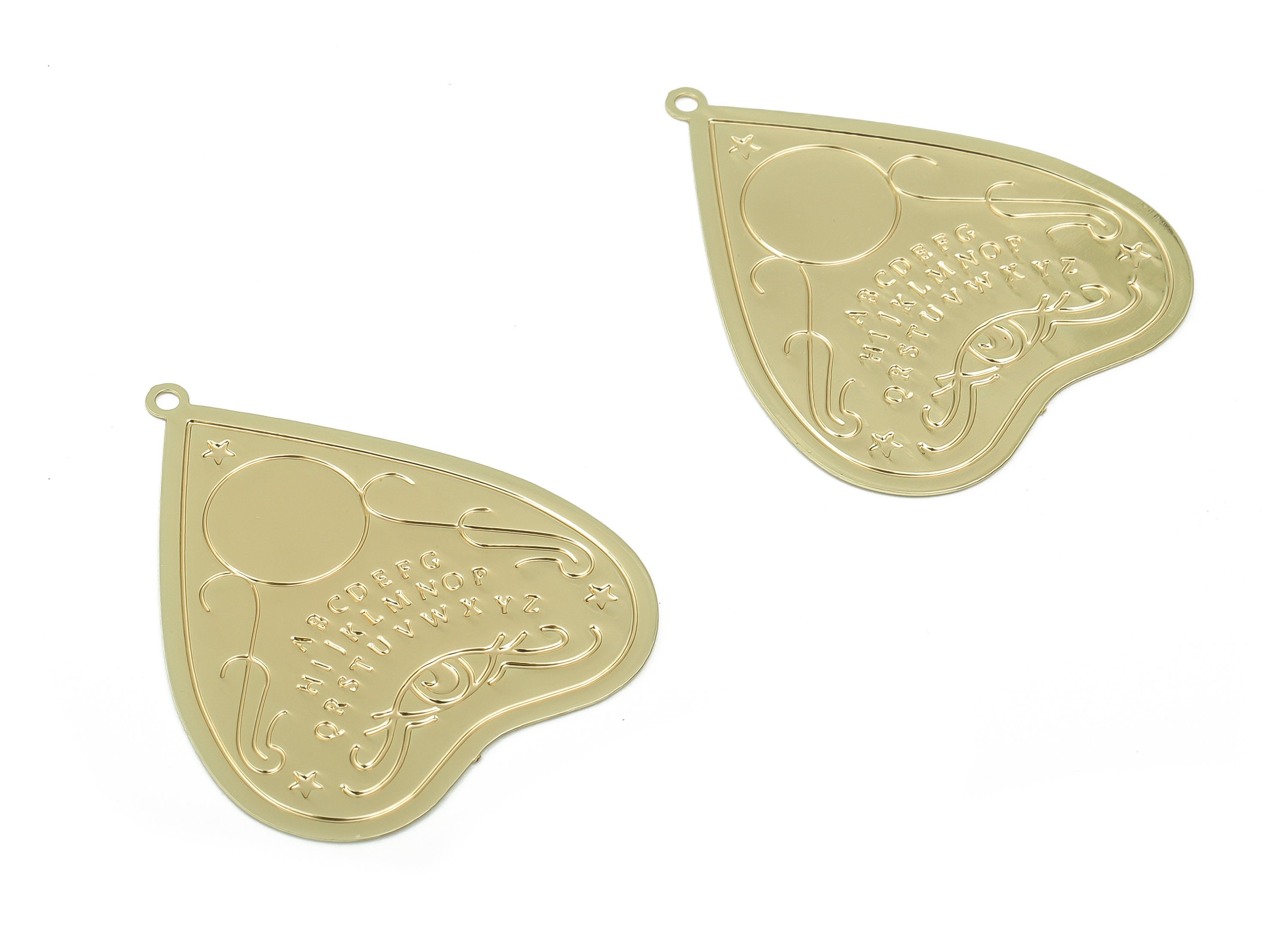 Gold Heart Letter Pendant - Brass Star Eye Sun Earring Charms - Earring Findings - Jewelry Making Supplies - 37.27x31.21x0.43mm - JJB6761G - DOMEDBAZAAR