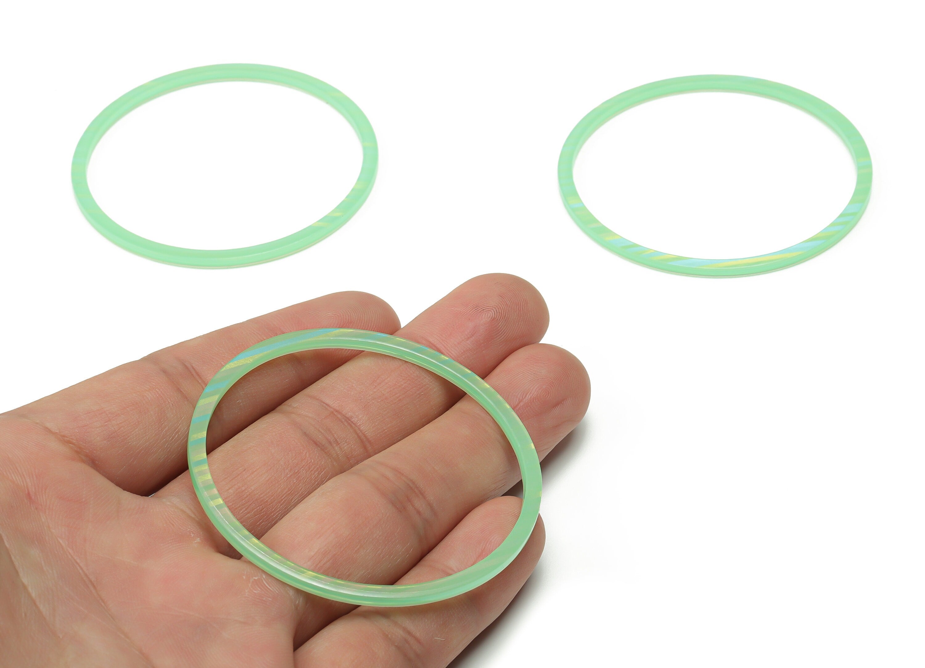 Acrylic Hoop Earring Connector - Acrylic Circle Pendant - No Hole - Jewelry Supplies - Color Code: A727- 56.33x56.25x2.36mm - AC2357-A727 - DOMEDBAZAAR