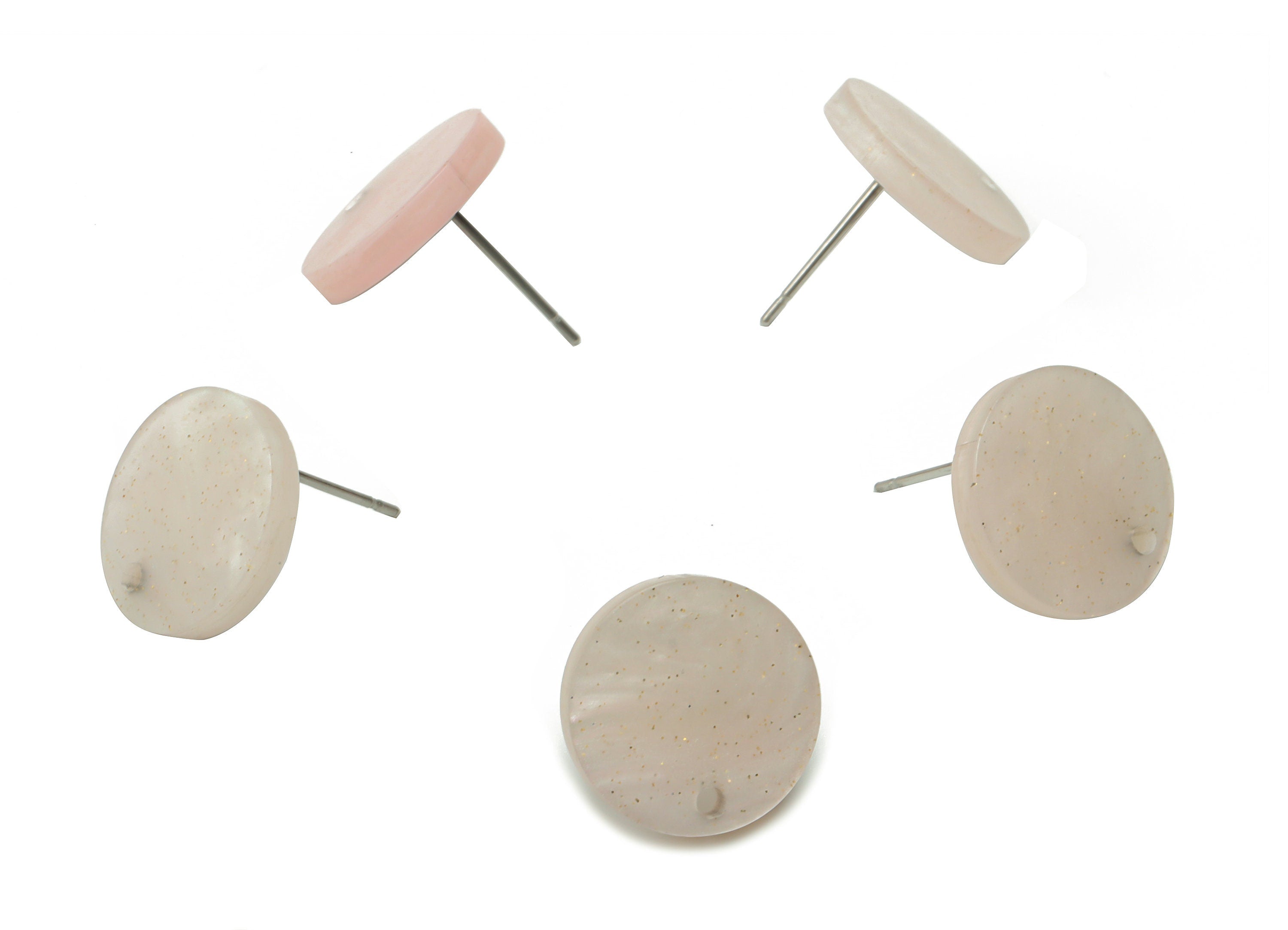 Acrylic Mini Round Earring Stud - Acrylic Circle Post - 316 Surgical Stainless Steel - Color Code:A744 - 14.81x14.7x2.79mm - AC1888-A744 - DOMEDBAZAAR