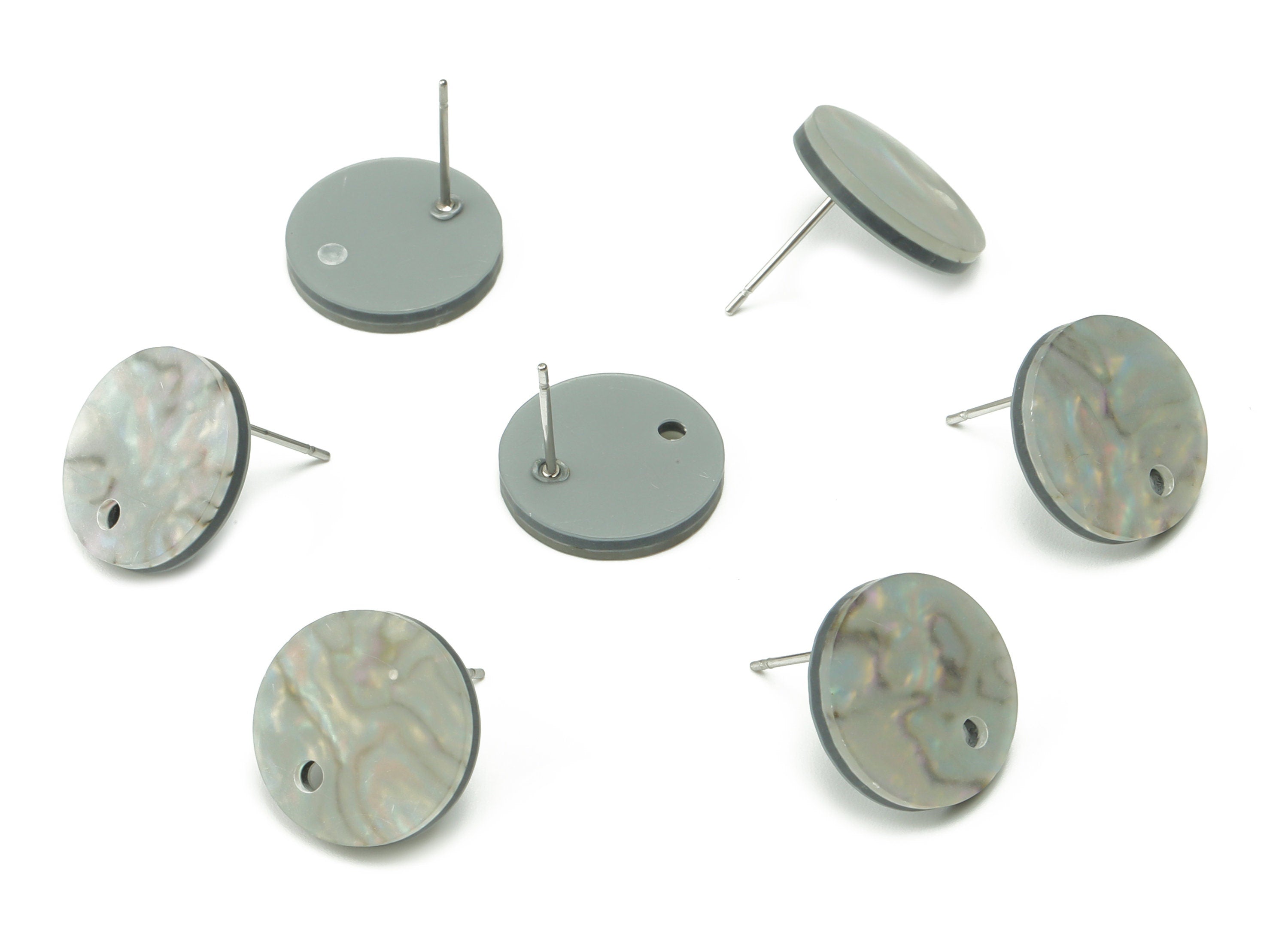 Acrylic Mini Round Earring Stud - Matte Circle Post - 316 Surgical Stainless Steel Stud - Color Code:A731 - 15.09x15.07x2.34mm - AC1888-A731 - DOMEDBAZAAR