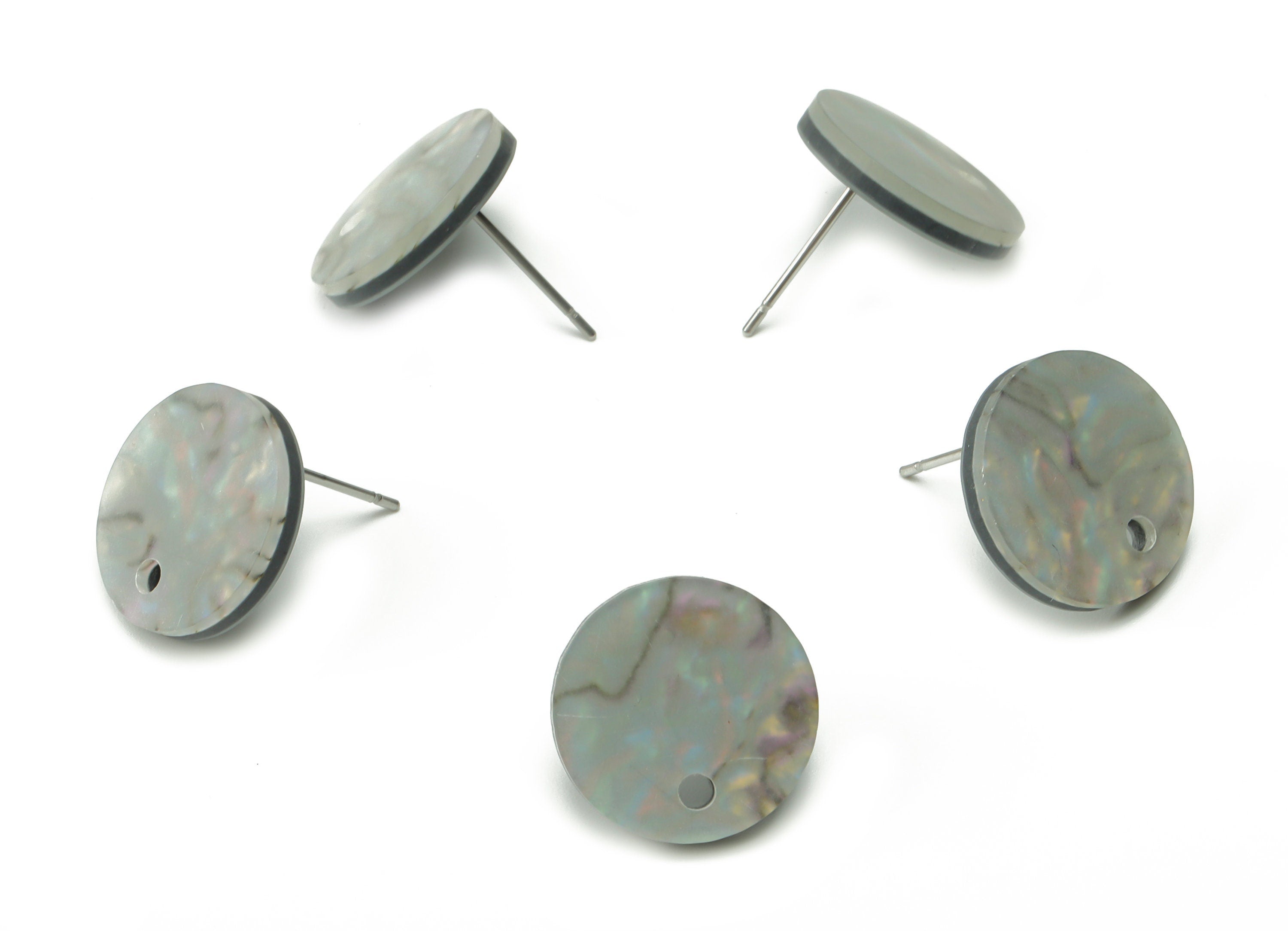 Acrylic Mini Round Earring Stud - Matte Circle Post - 316 Surgical Stainless Steel Stud - Color Code:A731 - 15.09x15.07x2.34mm - AC1888-A731 - DOMEDBAZAAR