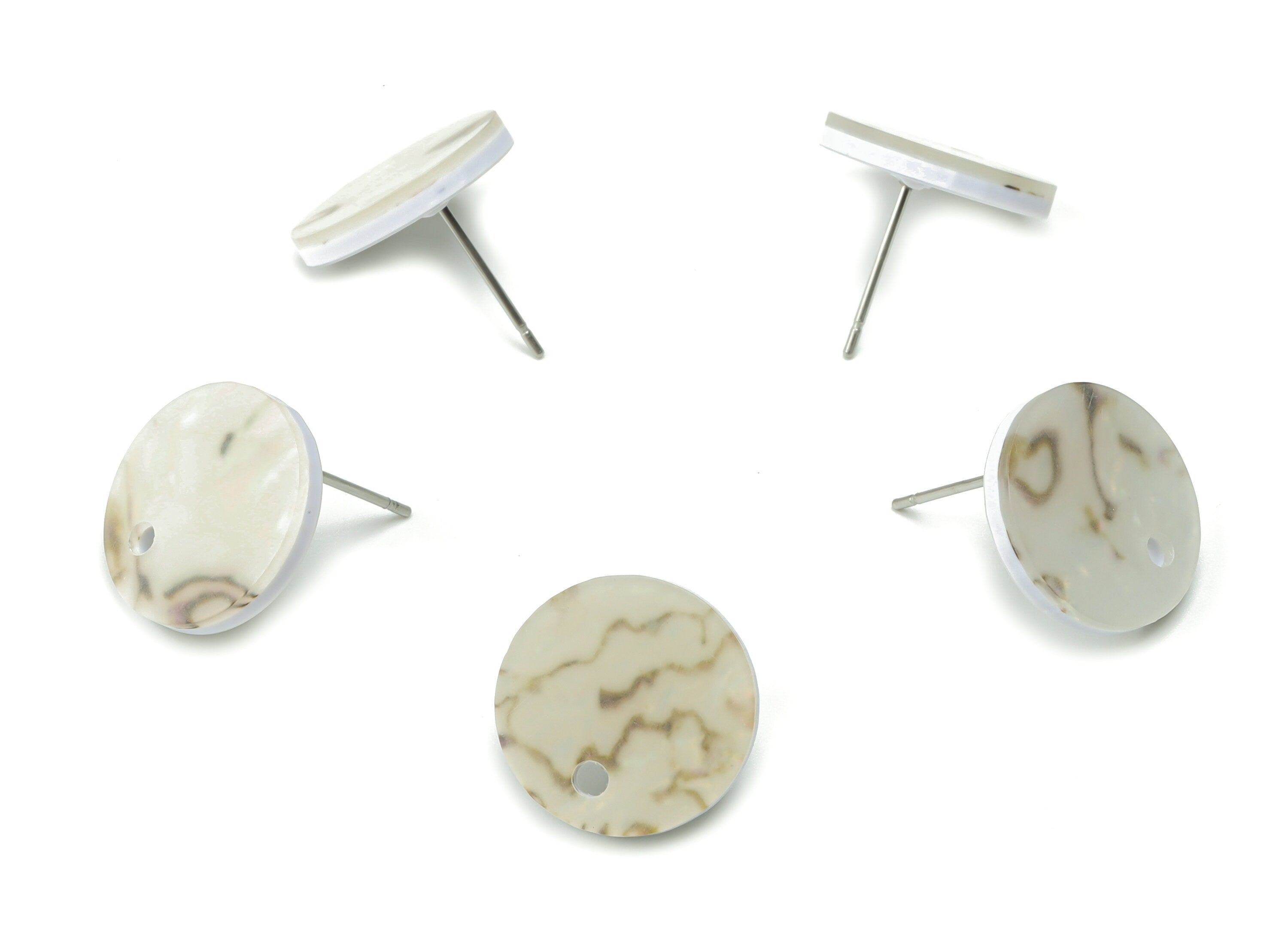 Acrylic Mini Round Earring Stud - Matte Circle Post - 316 Surgical Stainless Steel Stud - Color Code:A732 - 15.11x15.09x2.32mm - AC1888-A732 - DOMEDBAZAAR