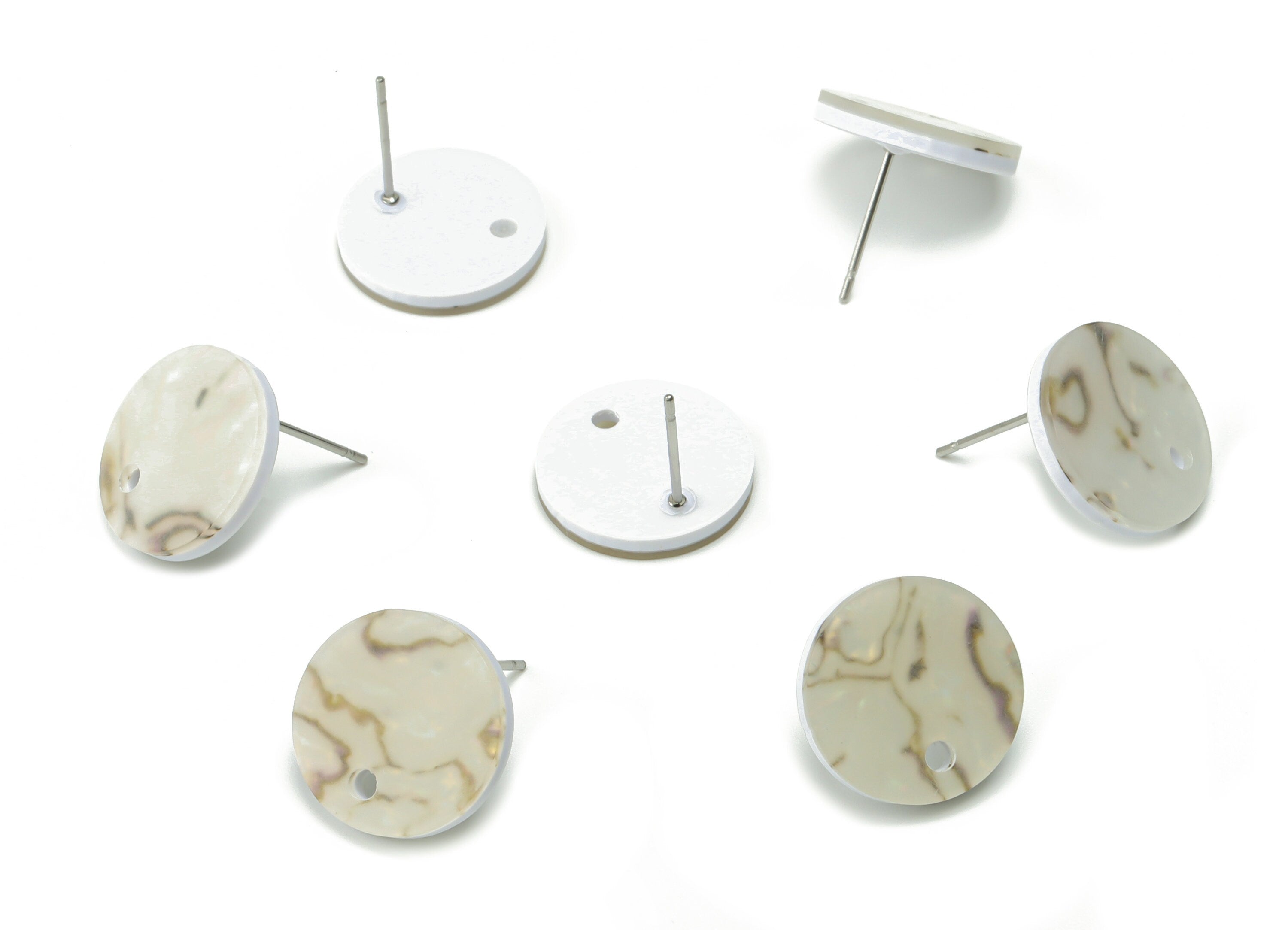 Acrylic Mini Round Earring Stud - Matte Circle Post - 316 Surgical Stainless Steel Stud - Color Code:A732 - 15.11x15.09x2.32mm - AC1888-A732 - DOMEDBAZAAR