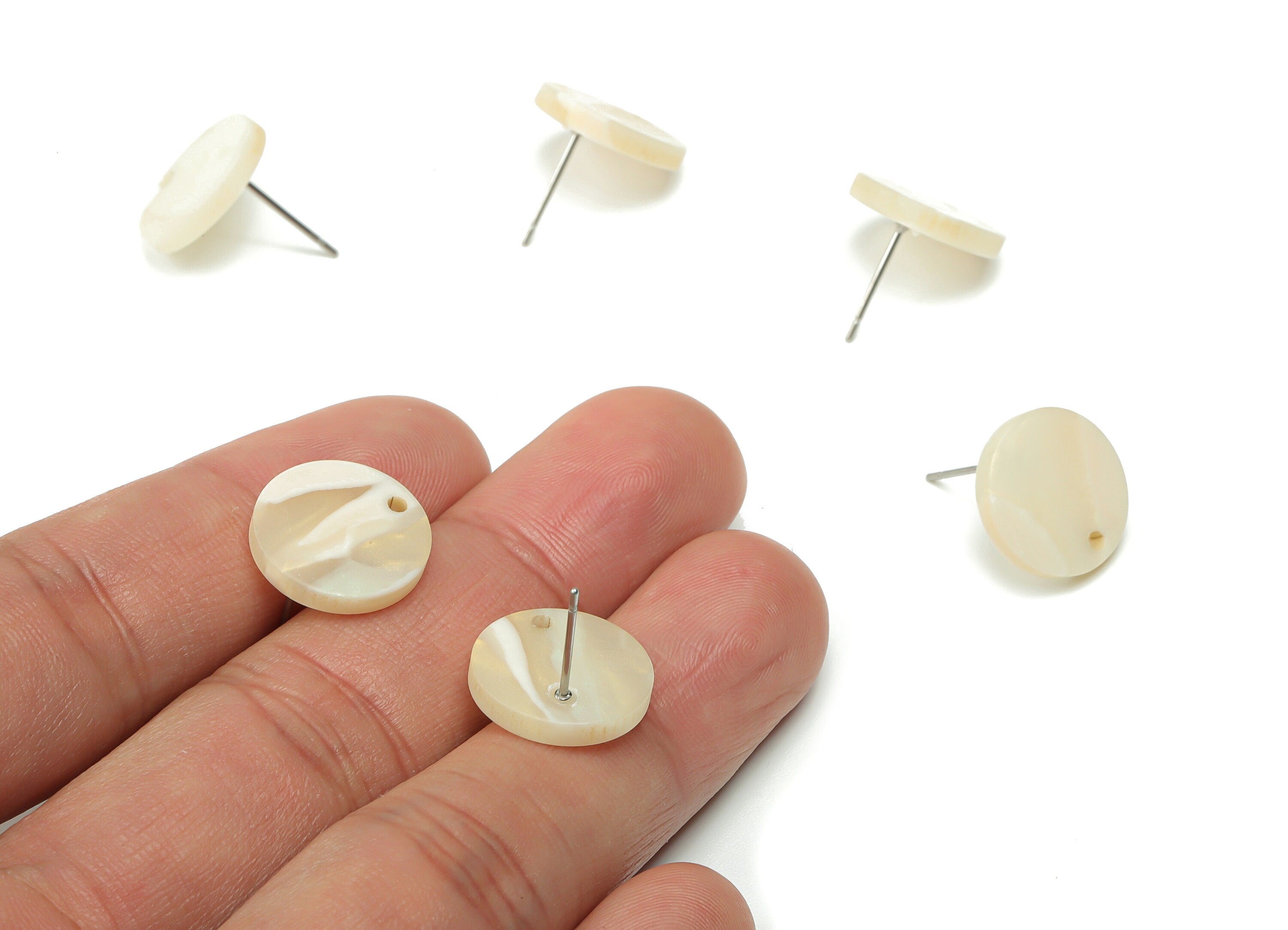 Acrylic Mini Round Earring Stud - Matte Circle Post - 316 Surgical Stainless Steel Stud - Color Code:A730 - 14.85x14.63x2.48mm - AC1888-A730 - DOMEDBAZAAR