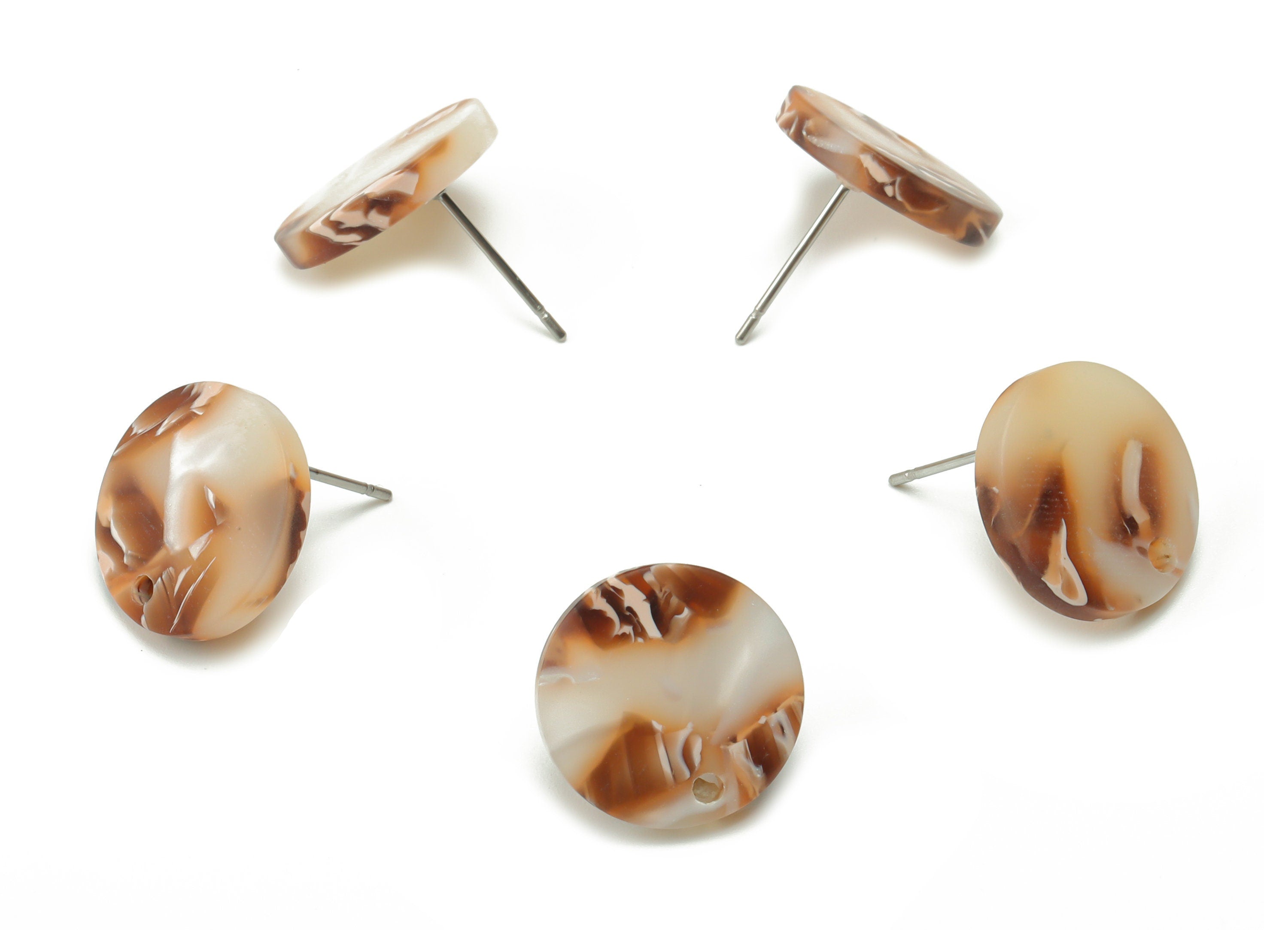 Acrylic Mini Round Earring Stud - Matte Circle Post - 316 Surgical Stainless Steel Stud - Color Code:A729 - 14.78x14.65x2.49mm - AC1888-A729 - DOMEDBAZAAR