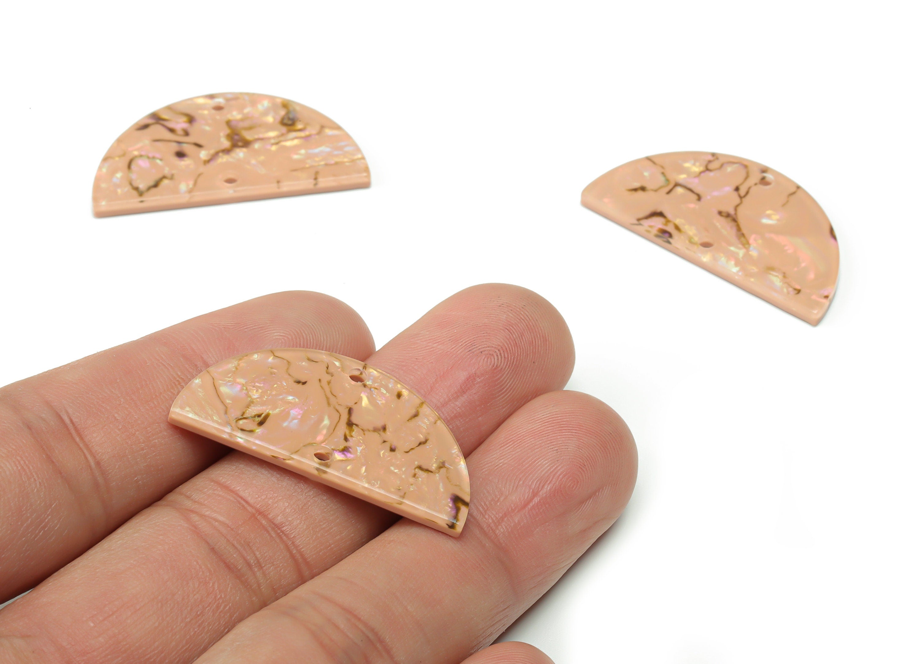 Acrylic D Earring Connector - Semi Circle Charms and Pendant - 2 Holes- Jewelry Supplies - Color Code:A723 - 33.46x16.8x2.39mm - AC1218-A723 - DOMEDBAZAAR