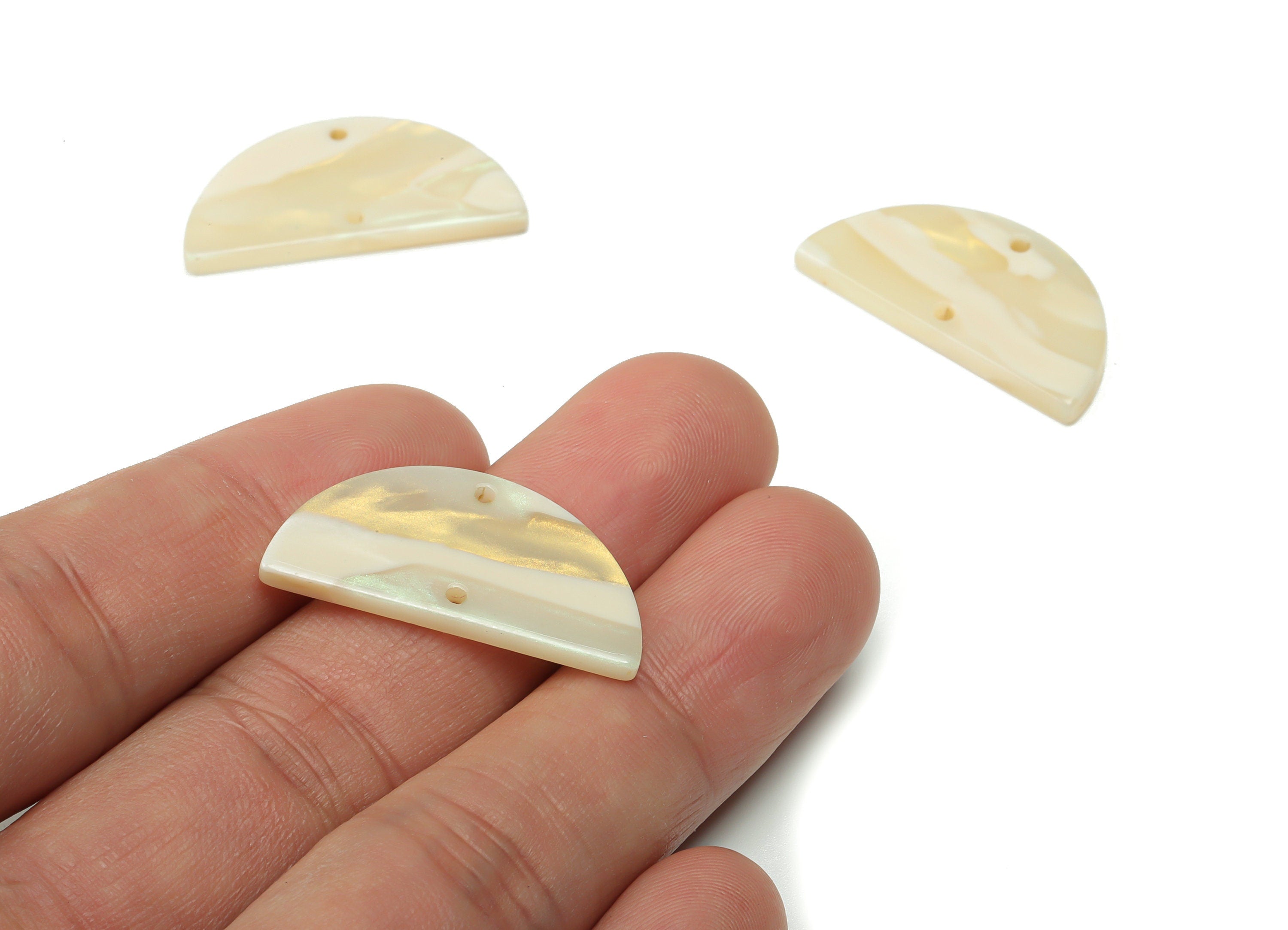 Acrylic Semicircle Earring Connector - Acrylic Half Moon Charms and Pendant - Jewelry Supplies - Color Code:A725 - 14.6x29x2.6mm-AC1061-A725 - DOMEDBAZAAR