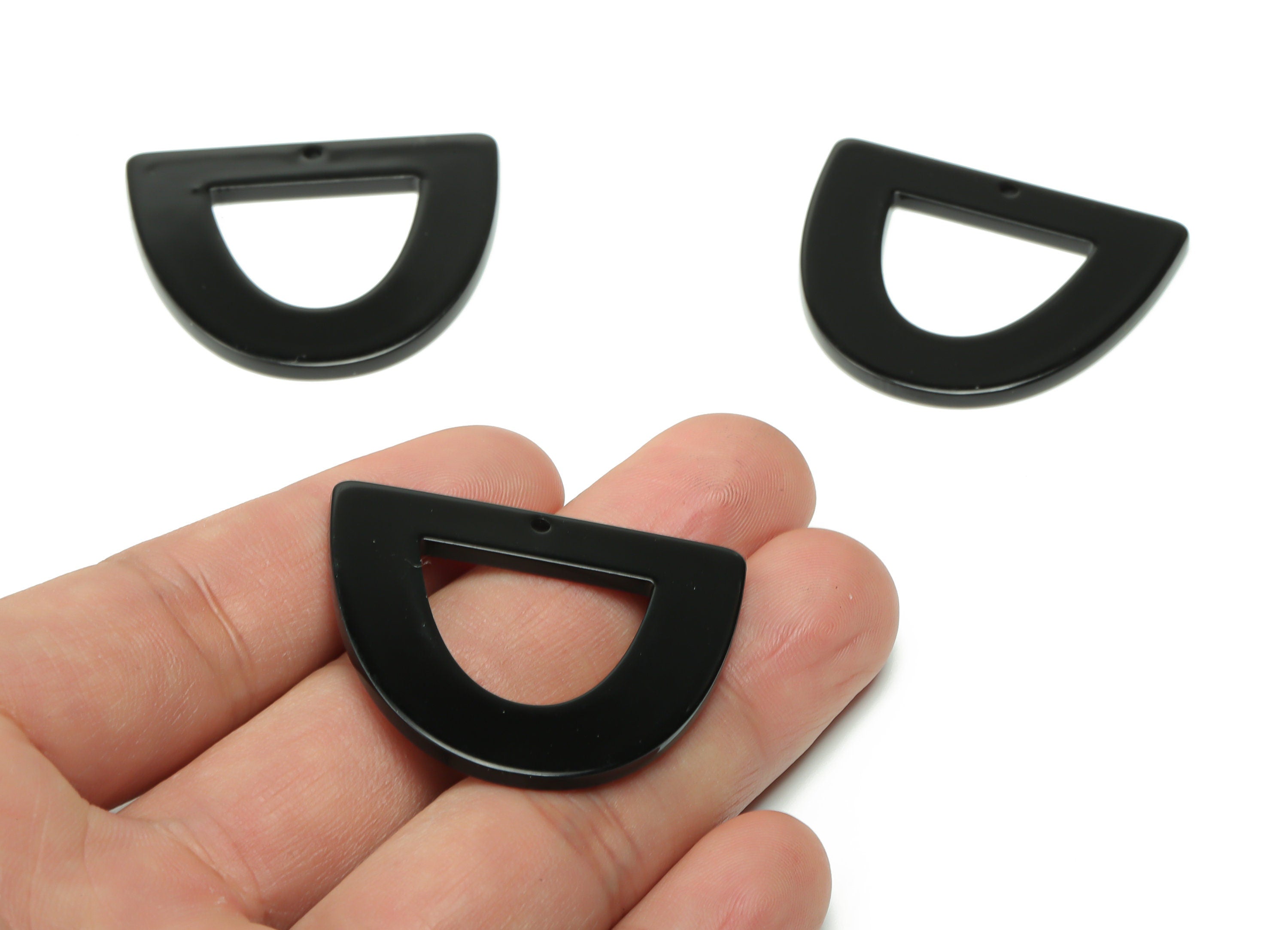 Acrylic D Earring Charms - Acrylic Half Ellipse Pendant - Jewelry Making Supplies - Color Code: A66 - 39.22x34.23x2.71mm - AC2327-A66 - DOMEDBAZAAR