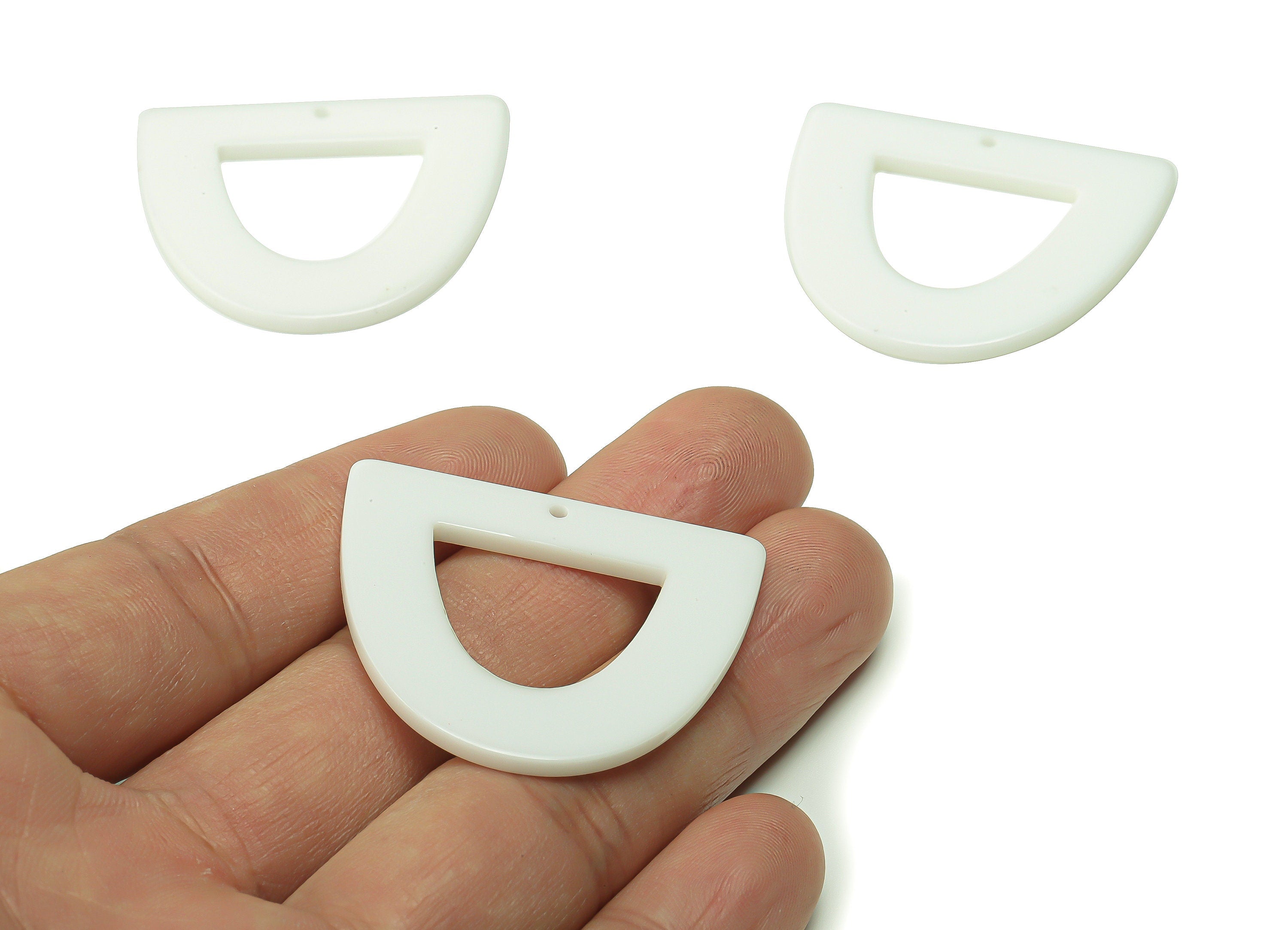 Acrylic D Earring Charms - Acrylic Half Ellipse Pendant - Jewelry Making Supplies - Color Code: A396 - 39.29x34.32x2.34mm - AC2327-A396 - DOMEDBAZAAR