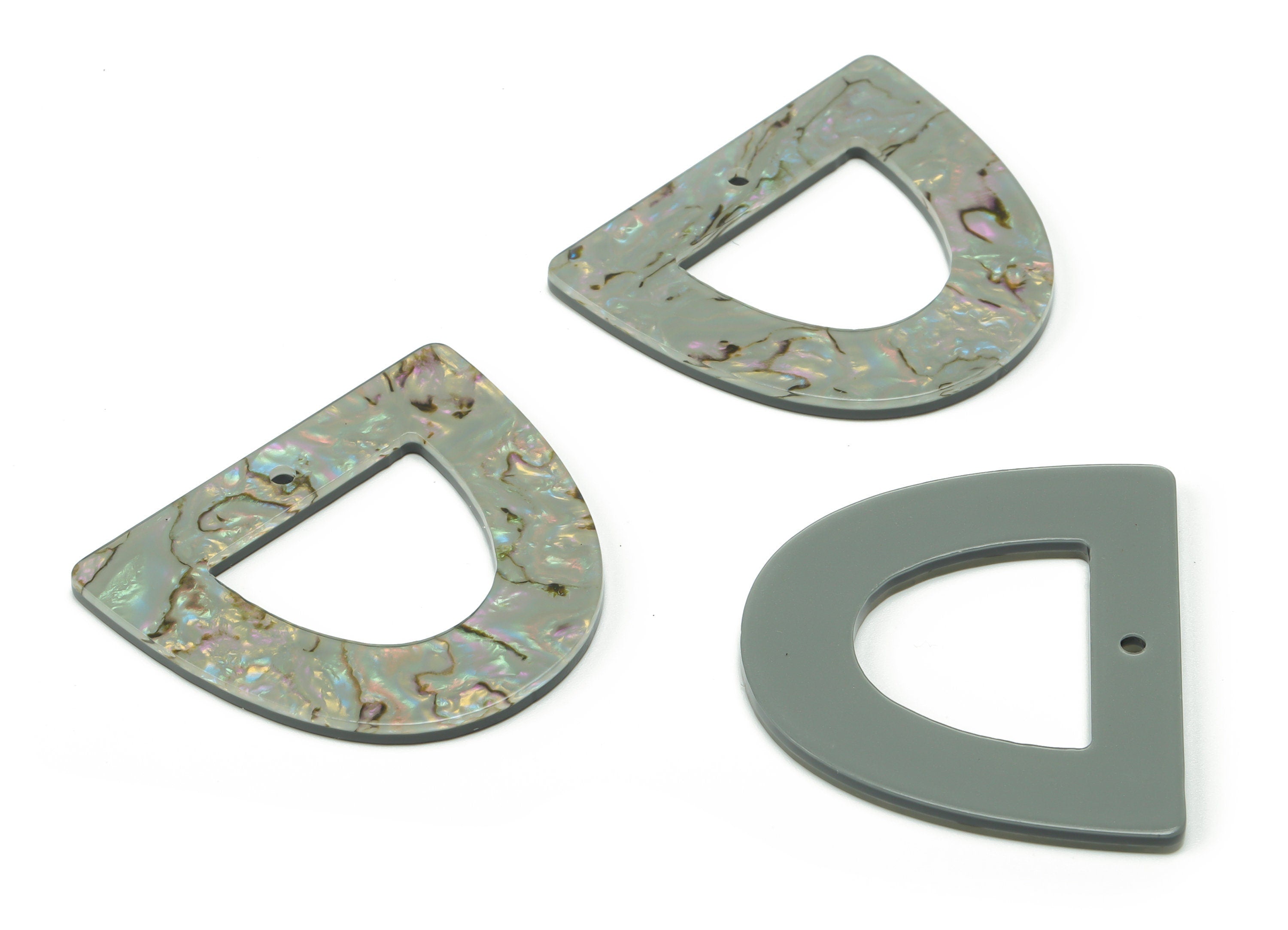 Acrylic D Earring Charms - Acrylic Half Ellipse Pendant - Jewelry Making Supplies - Color Code: A688 - 39.45x34.55x2.37mm - AC2327-A688 - DOMEDBAZAAR