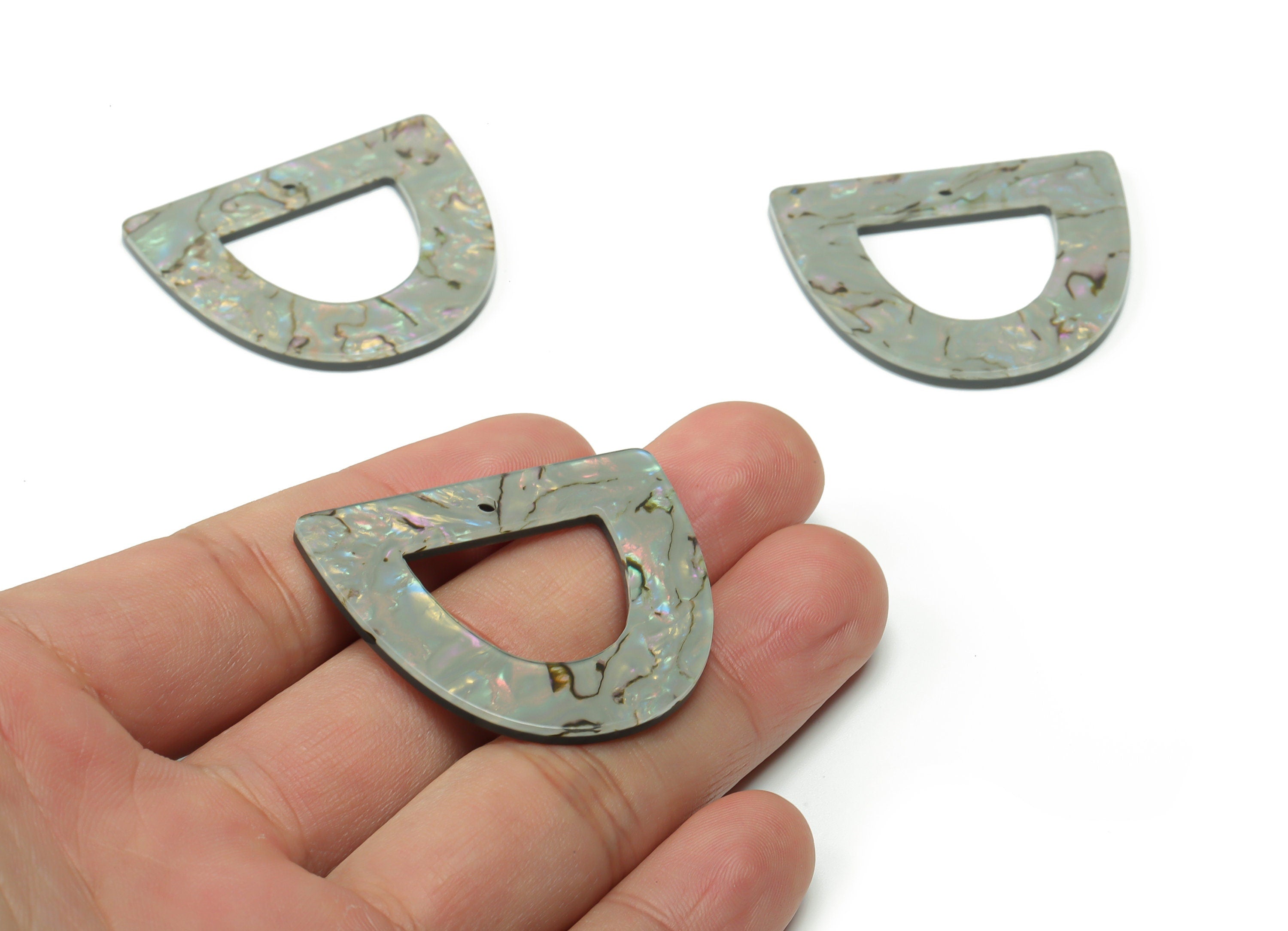 Acrylic D Earring Charms - Acrylic Half Ellipse Pendant - Jewelry Making Supplies - Color Code: A688 - 39.45x34.55x2.37mm - AC2327-A688 - DOMEDBAZAAR