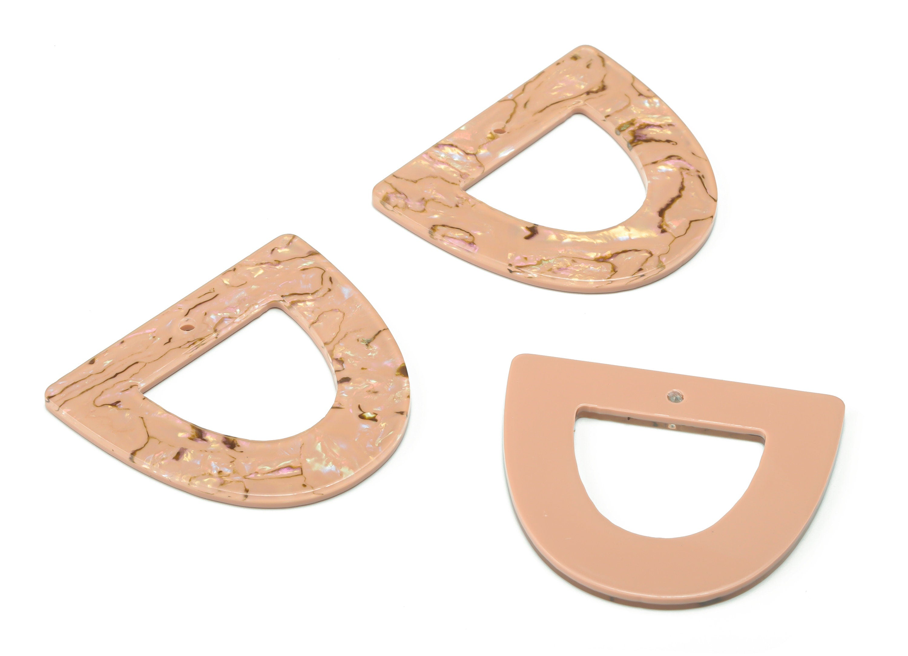 Acrylic D Earring Charms - Acrylic Half Ellipse Pendant - Jewelry Making Supplies - Color Code: A723 - 39.5x34.51x2.29mm - AC2327-A723 - DOMEDBAZAAR