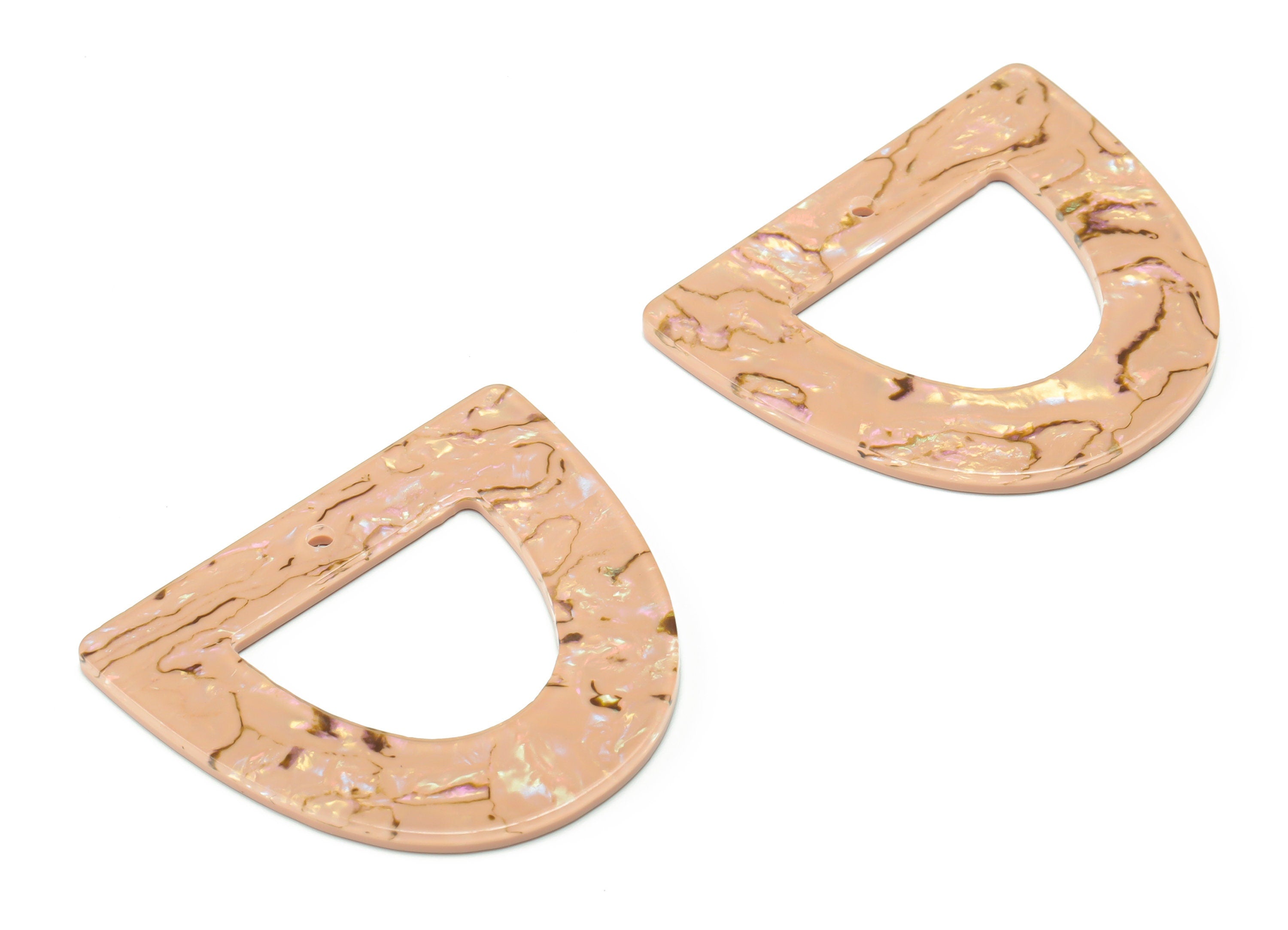 Acrylic D Earring Charms - Acrylic Half Ellipse Pendant - Jewelry Making Supplies - Color Code: A723 - 39.5x34.51x2.29mm - AC2327-A723 - DOMEDBAZAAR