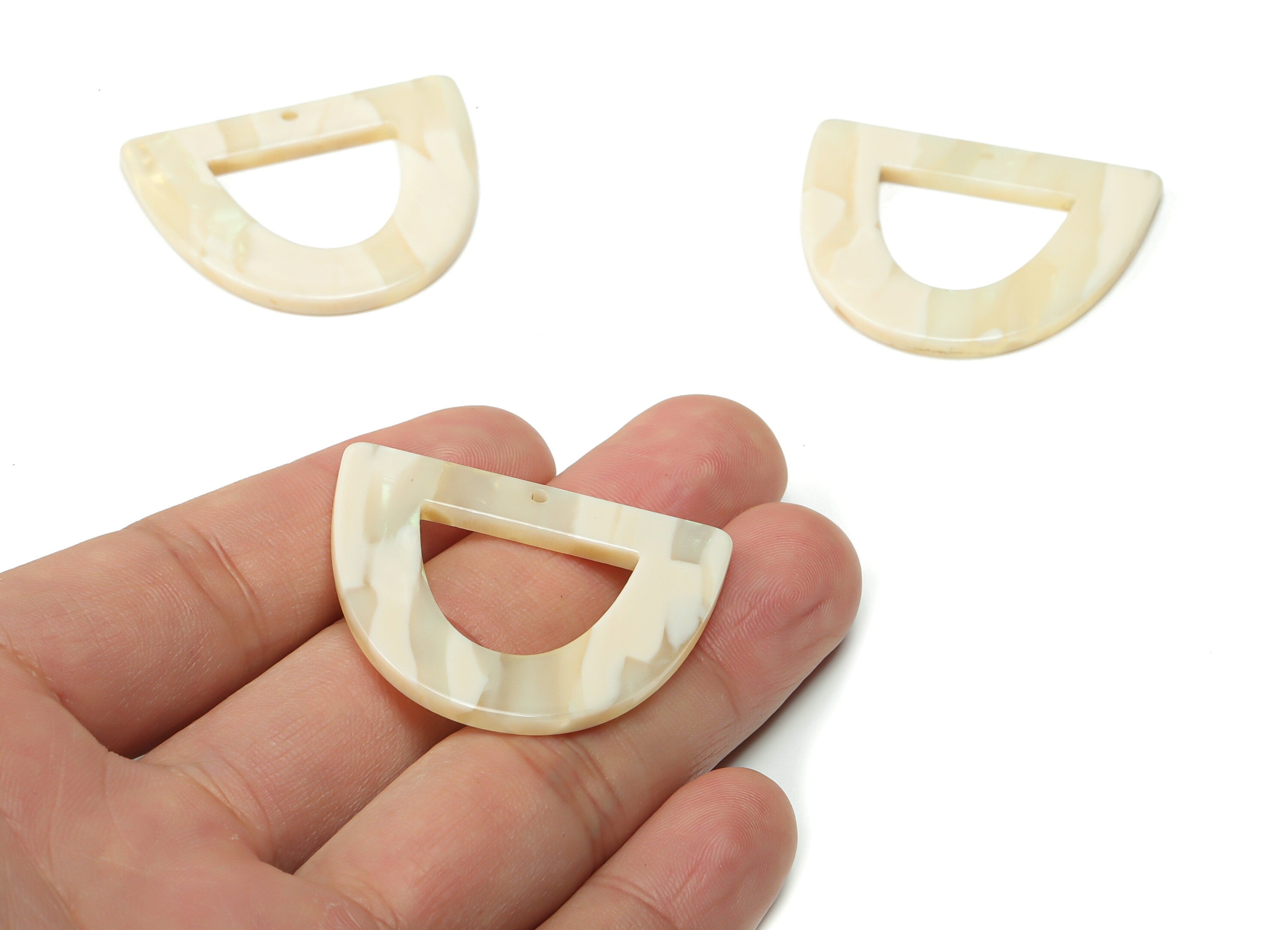 Acrylic D Earring Charms - Acrylic Half Ellipse Pendant - Jewelry Making Supplies - Color Code: A725 - 39.3x34.18x2.54mm - AC2327-A725 - DOMEDBAZAAR