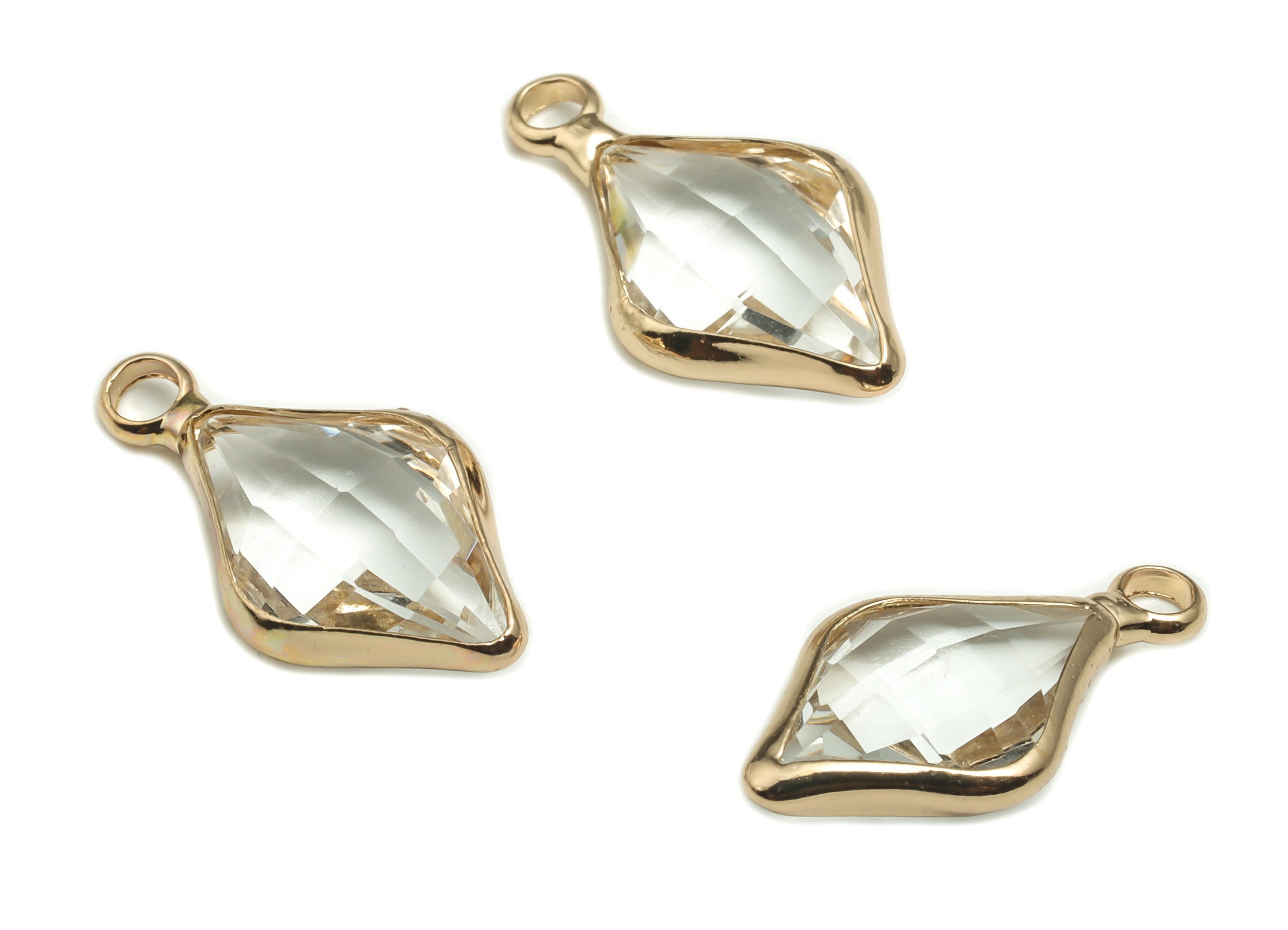 Crystal Rhombic Earring Charms - Gold Rhombic Pendant - KC Gold Tone Plated Brass - Jewelry Making Supplies - 18.57x10.17x5.03mm - GS1040 - DOMEDBAZAAR