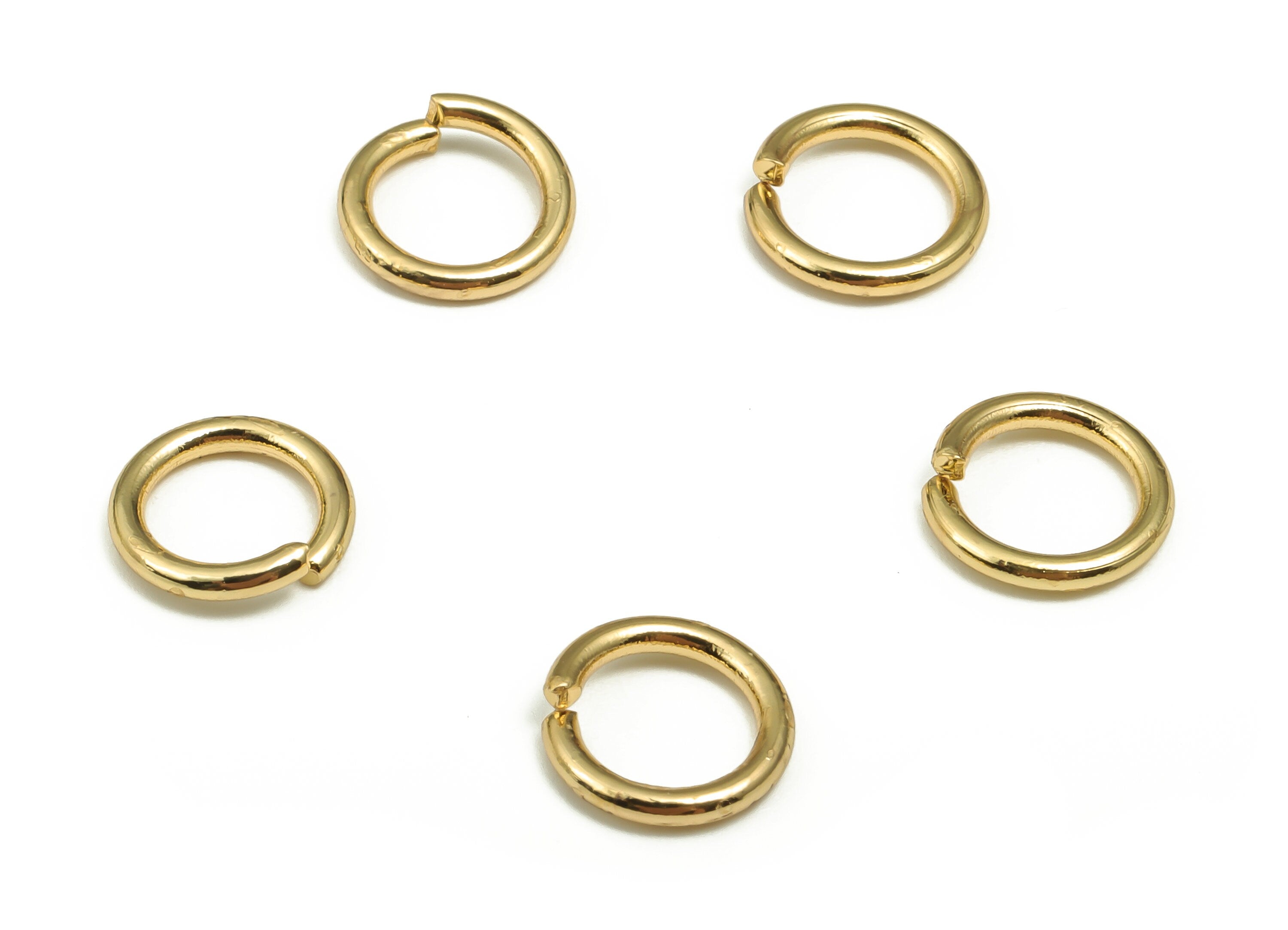 Brass Open Jump Rings - 8x1.2mm - Gold Open Jump Rings - 18K Real Gold Plated Brass - Jewelry Making Supplies - 8x8x1.2mm - RGP4138-8*1.2 - DOMEDBAZAAR