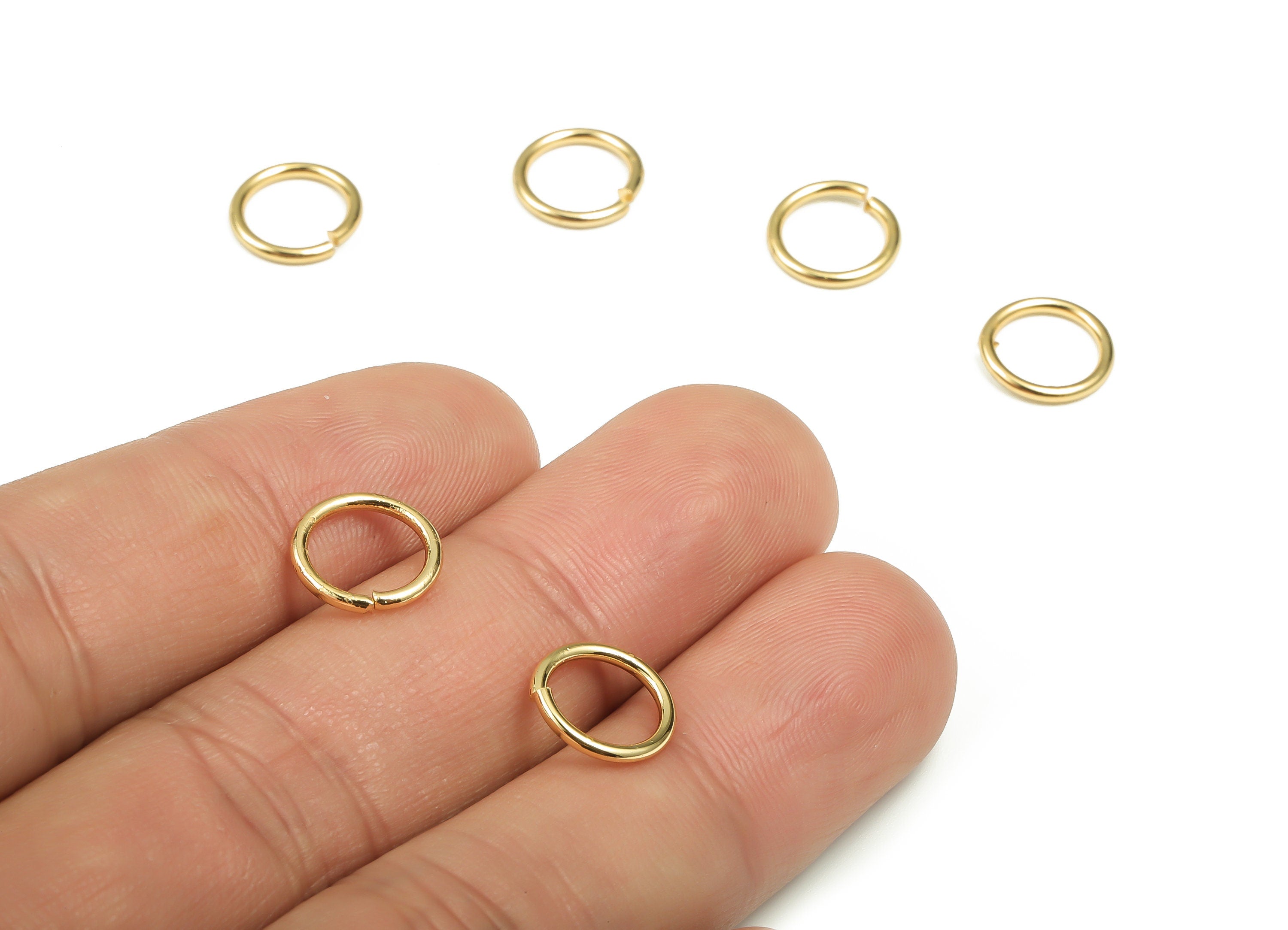 Brass Open Jump Rings - 10x1.2mm - Gold Open Jump Rings - 18K Real Gold Plated Brass - Jewelry Making Supplies - 10x10x1.2mm -RGP4138-10*1.2 - DOMEDBAZAAR