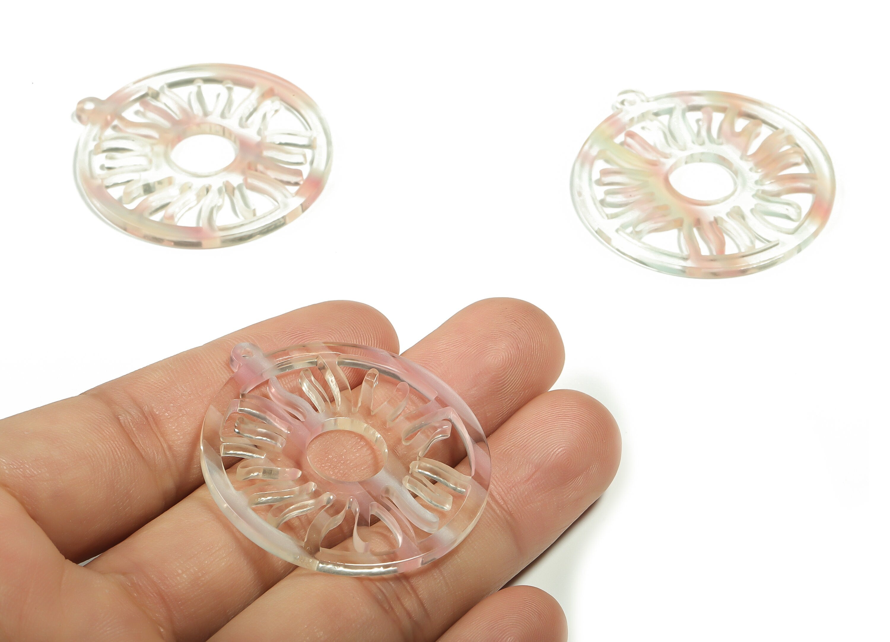 Acrylic Round Sun Earring Charms - Acrylic Pendant - Acrylic Mix Circle Sun Earrings - Color Code:A707- 43.29x39.66x2.36mm - AC2187-A707 - DOMEDBAZAAR