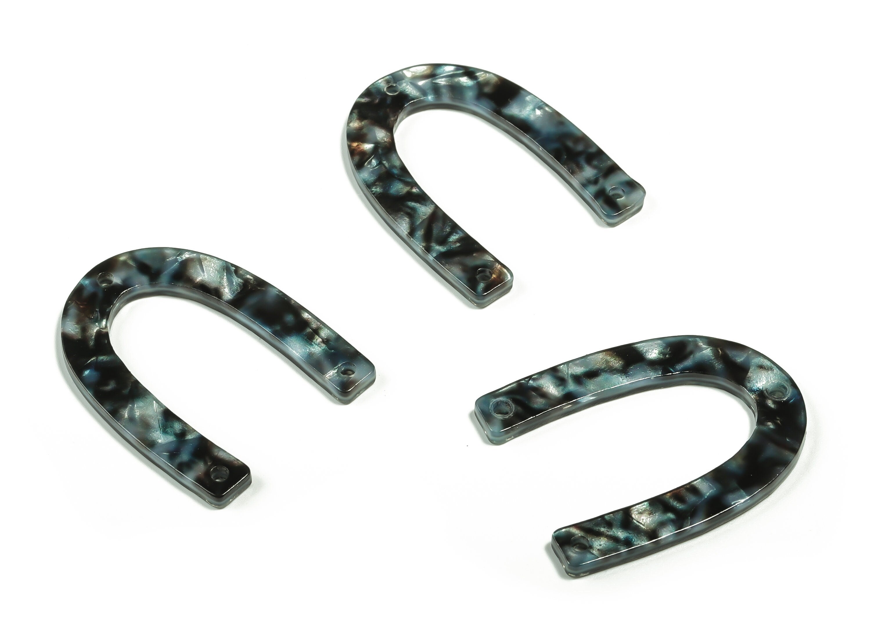 Acetate U Earring Connector - Acetate Horsehoe Charms - 3 Hole - Jewelry Making Supplies - Color Code:A485 - 34.65x26.39x2.5mm - AC1818-A485 - DOMEDBAZAAR