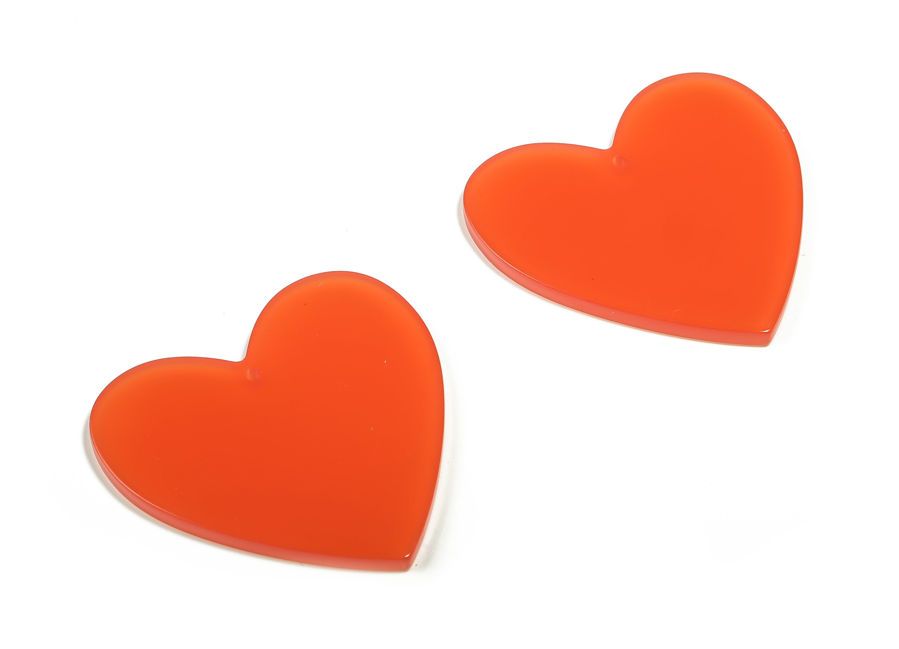 Acrylic Heart Earring Charm - Red Love Charm - Acrylic Heart Pendant - Jewelry Supplies - Color Code:A614 - 42.65x41.43x2.44mm- AC1746-A614 - DOMEDBAZAAR