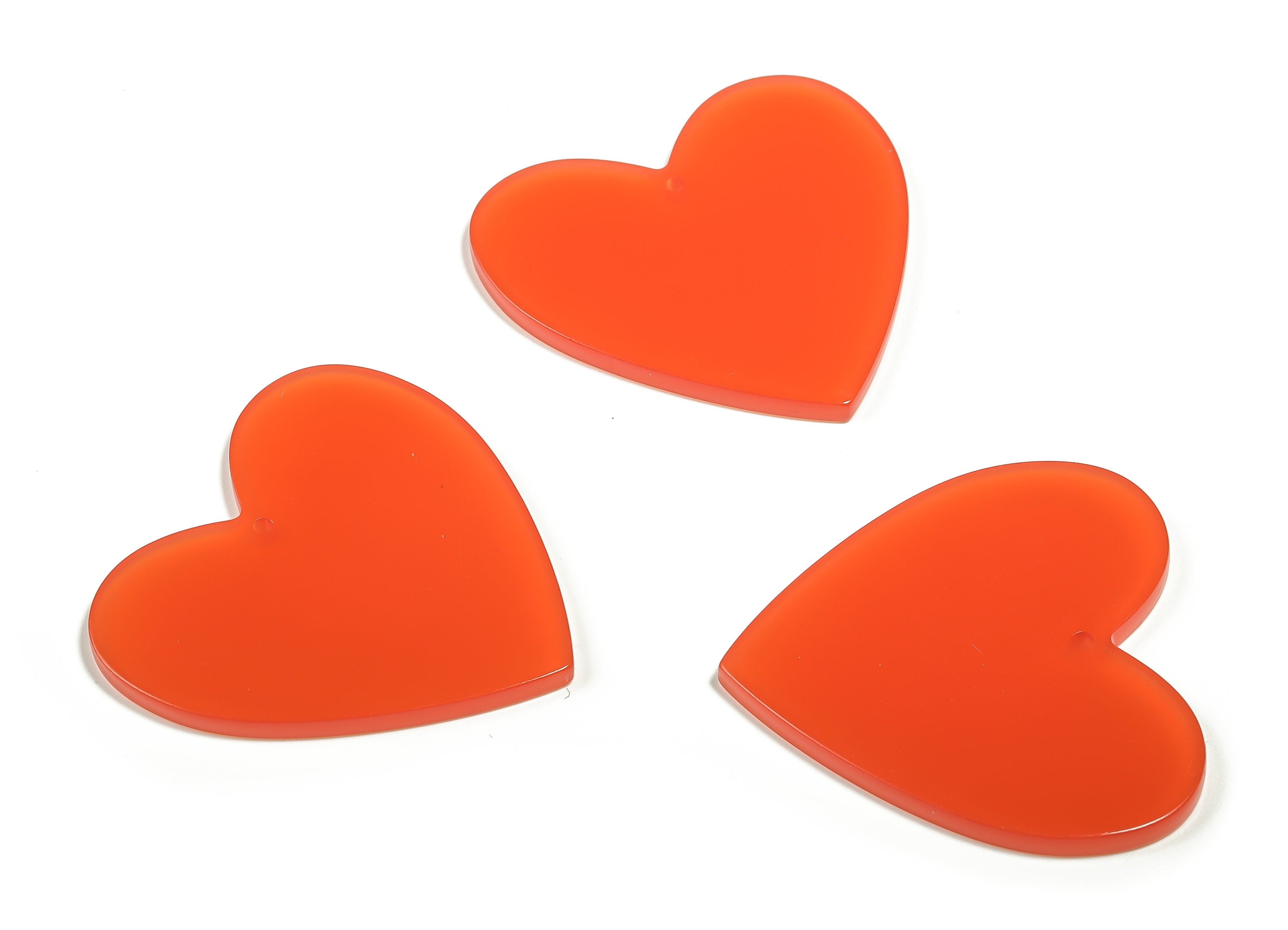 Acrylic Heart Earring Charm - Red Love Charm - Acrylic Heart Pendant - Jewelry Supplies - Color Code:A614 - 42.65x41.43x2.44mm- AC1746-A614 - DOMEDBAZAAR