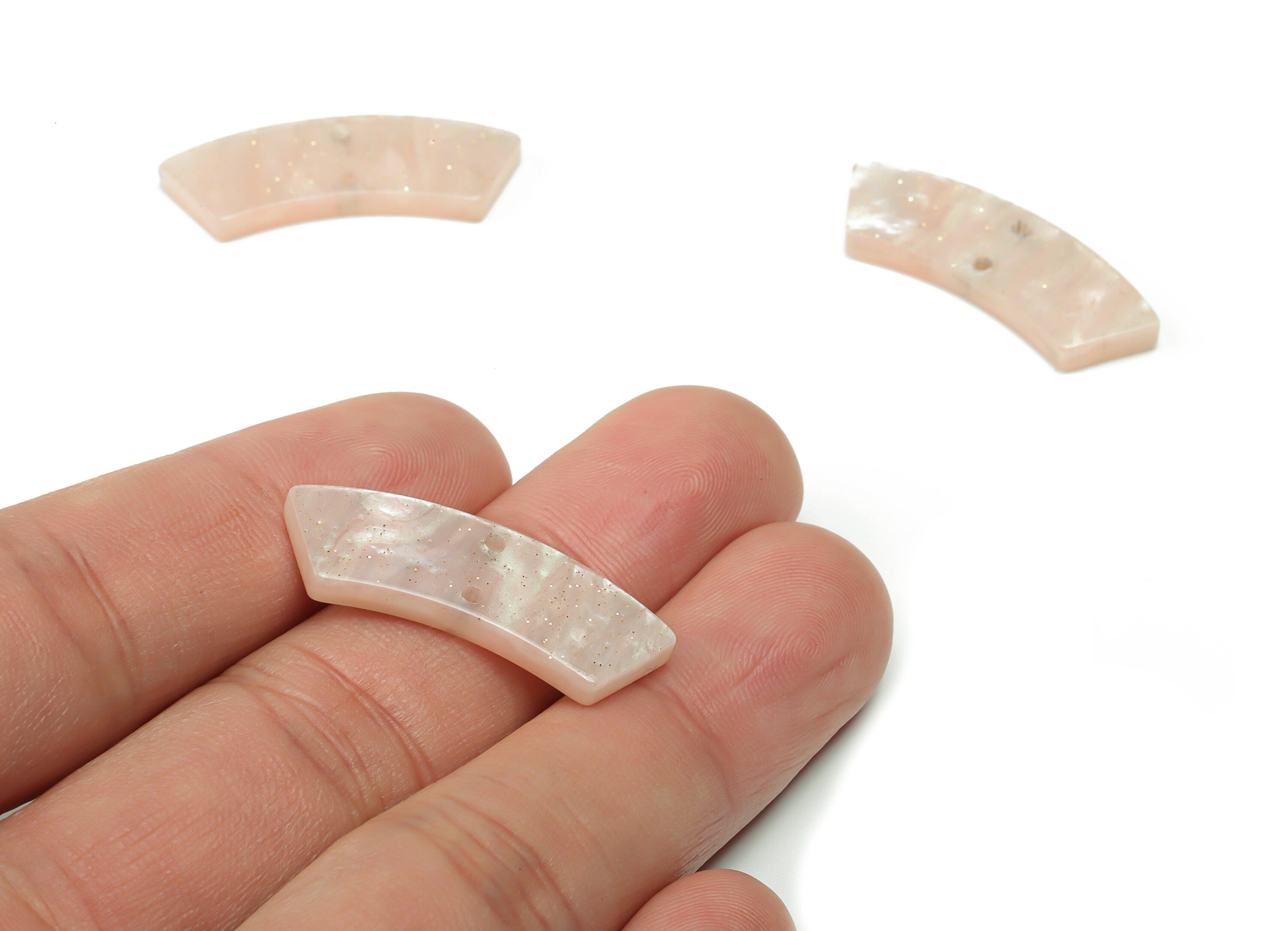 Acrylic Earring Charms - Irregular Shaped Connector - Arc Shaped 2 Hole - Jewelry Supplies - Color Code:A724 - 30.87x9.96x3.01mm-AC2326-A724 - DOMEDBAZAAR