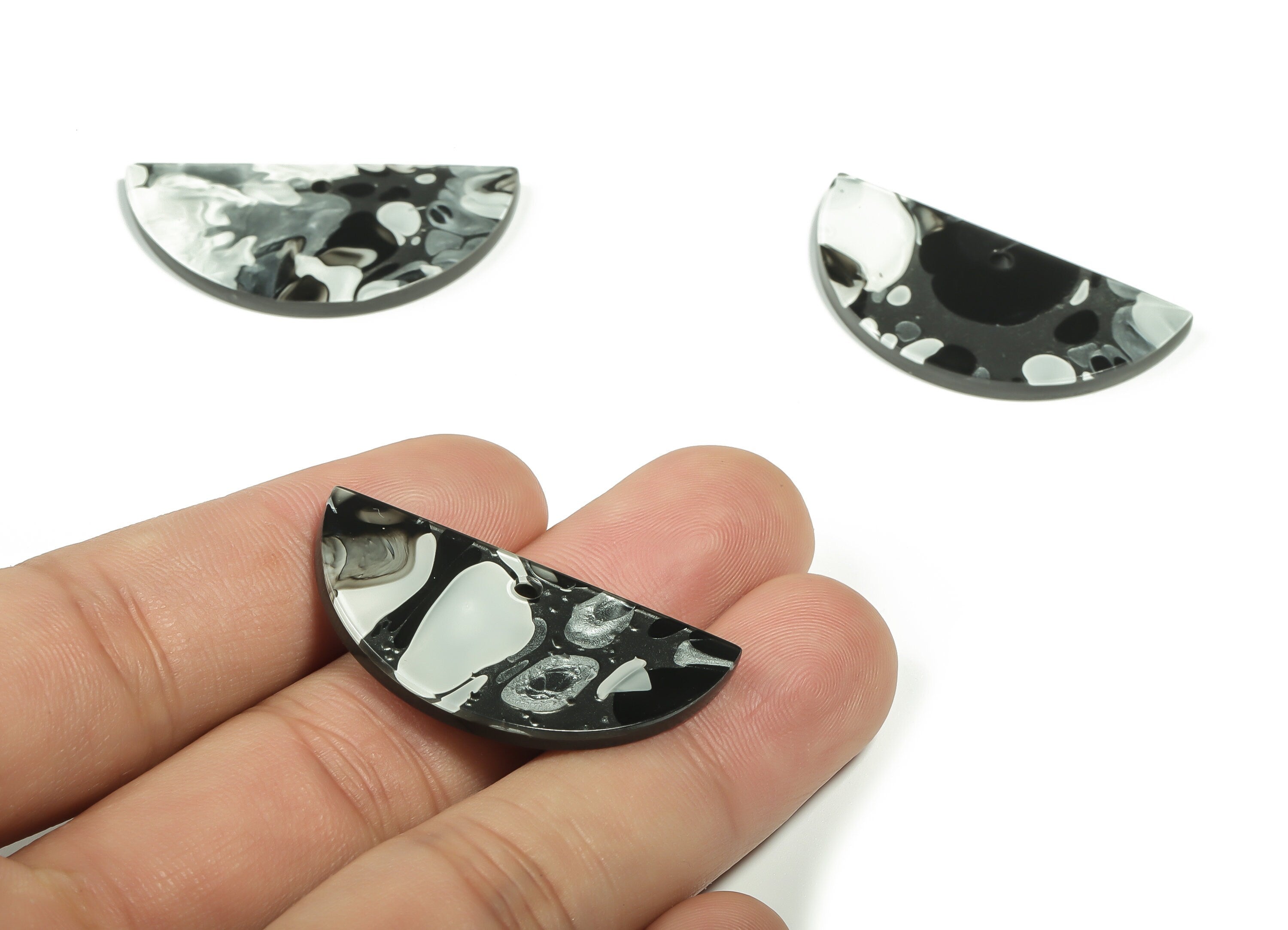 Acrylic Semicircle Earring Charms - Acrylic Half Moon Pendant - Jewelry Making Supplies - Color Code: A601 - 36.63x18.03x2.4mm - AC2342-A601 - DOMEDBAZAAR