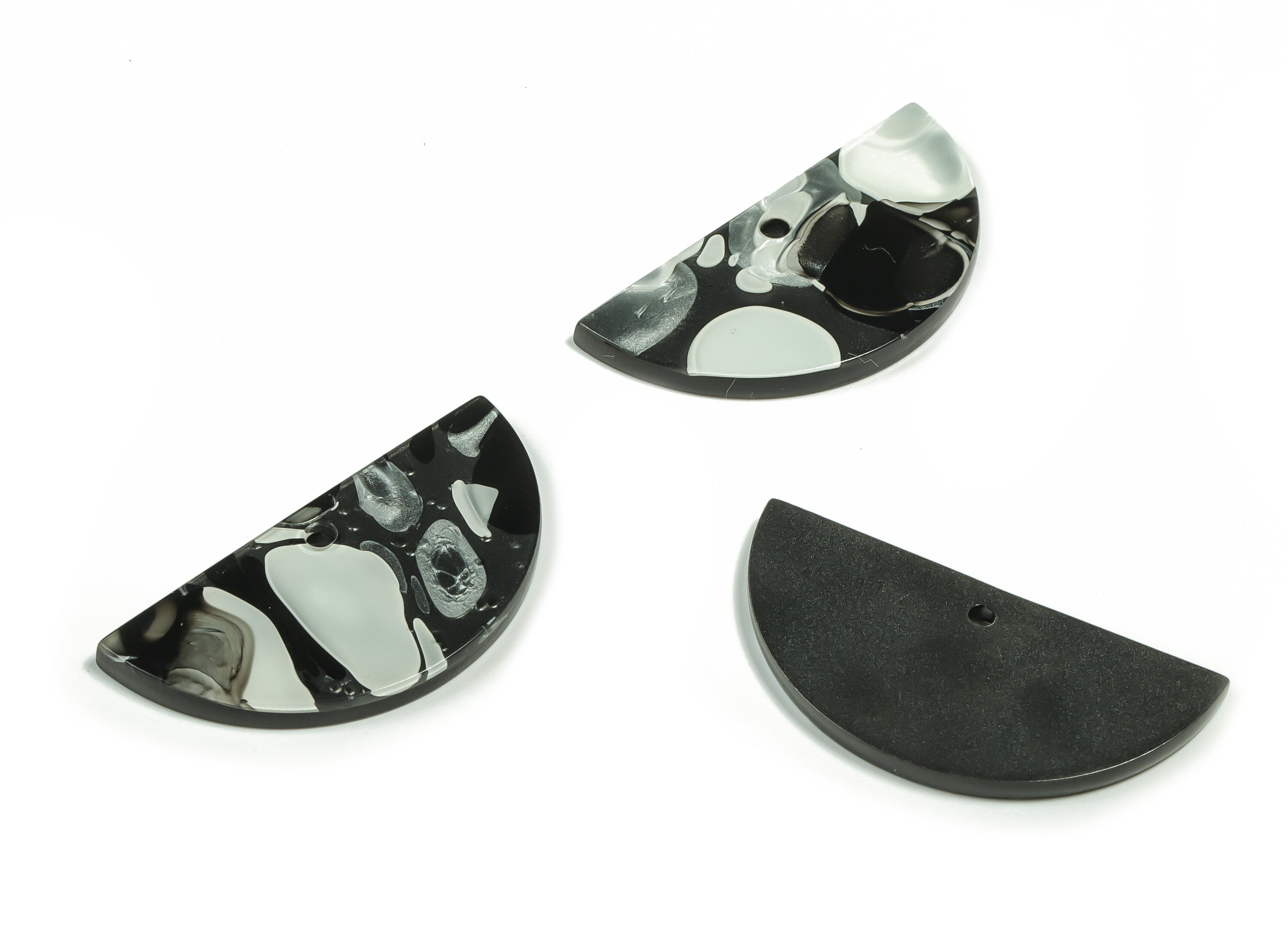 Acrylic Semicircle Earring Charms - Acrylic Half Moon Pendant - Jewelry Making Supplies - Color Code: A601 - 36.63x18.03x2.4mm - AC2342-A601 - DOMEDBAZAAR