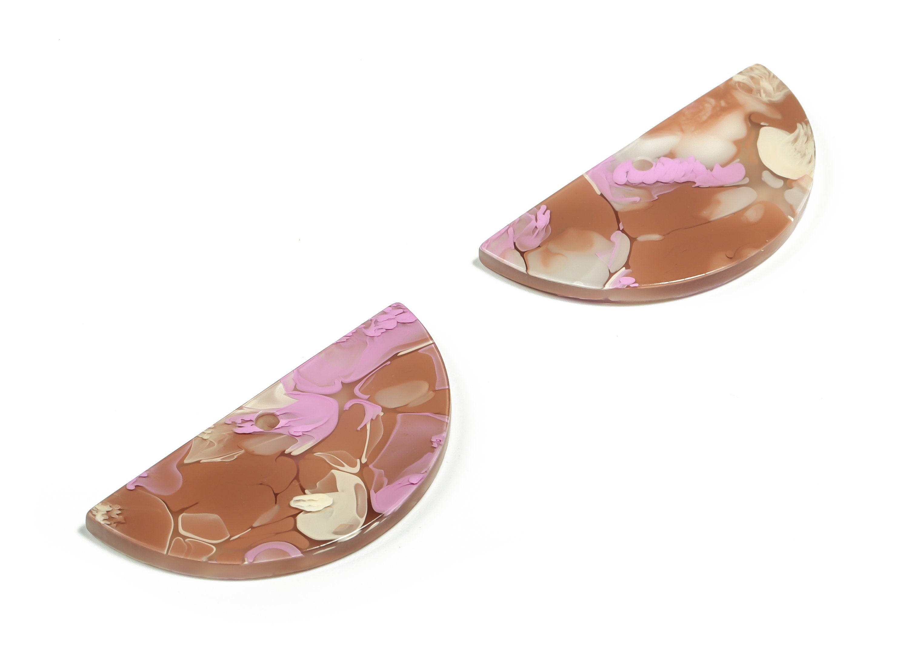 Acrylic Semicircle Earring Charms - Acrylic Half Moon Pendant - Jewelry Making Supplies - Color Code: A582 - 36.35x17.89x2.7mm - AC2342-A582 - DOMEDBAZAAR