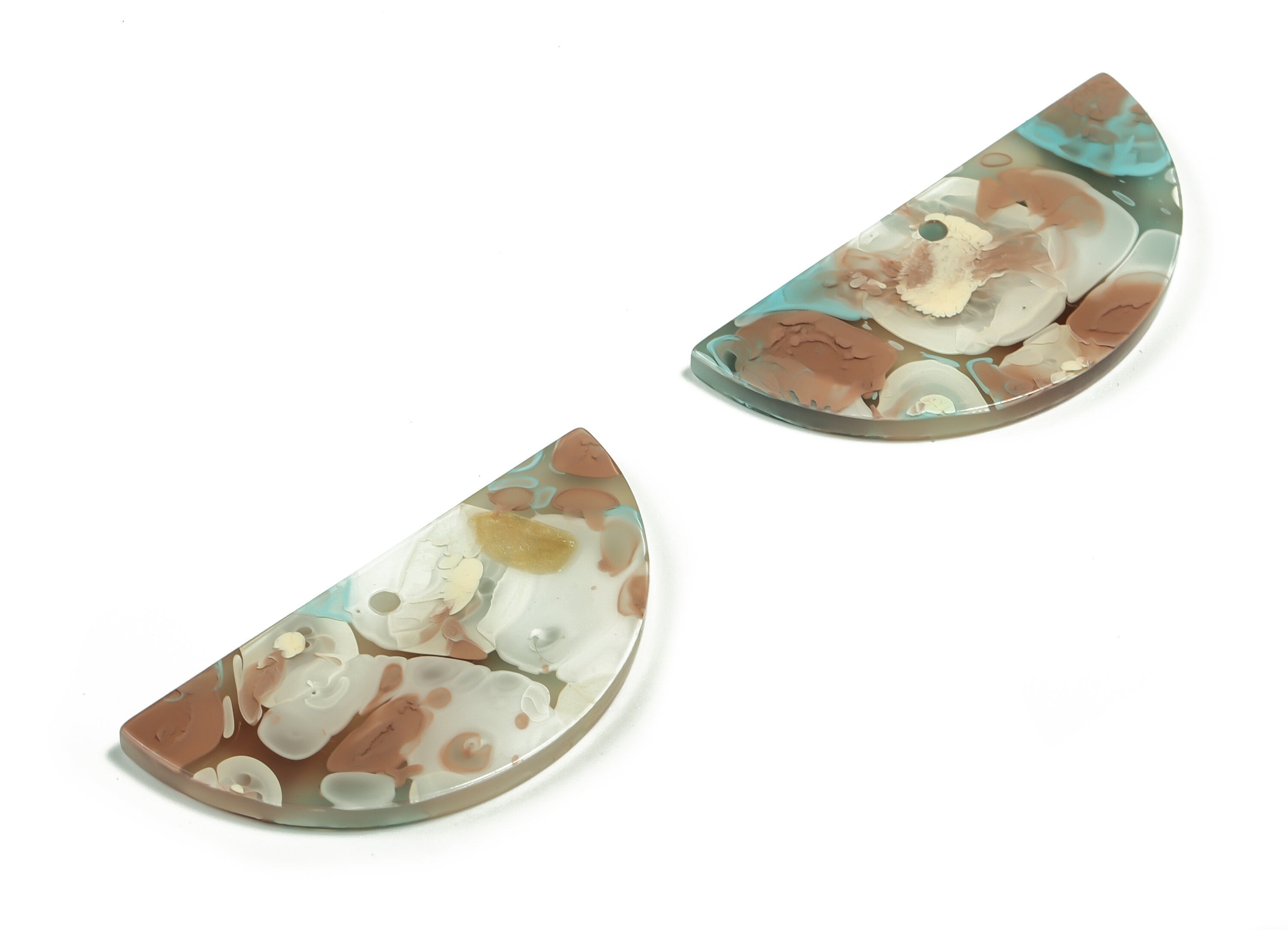 Acrylic Semicircle Earring Charms - Acrylic Half Moon Pendant - Jewelry Making Supplies - Color Code: A585 - 36.74x18.04x2.6mm - AC2342-A585 - DOMEDBAZAAR