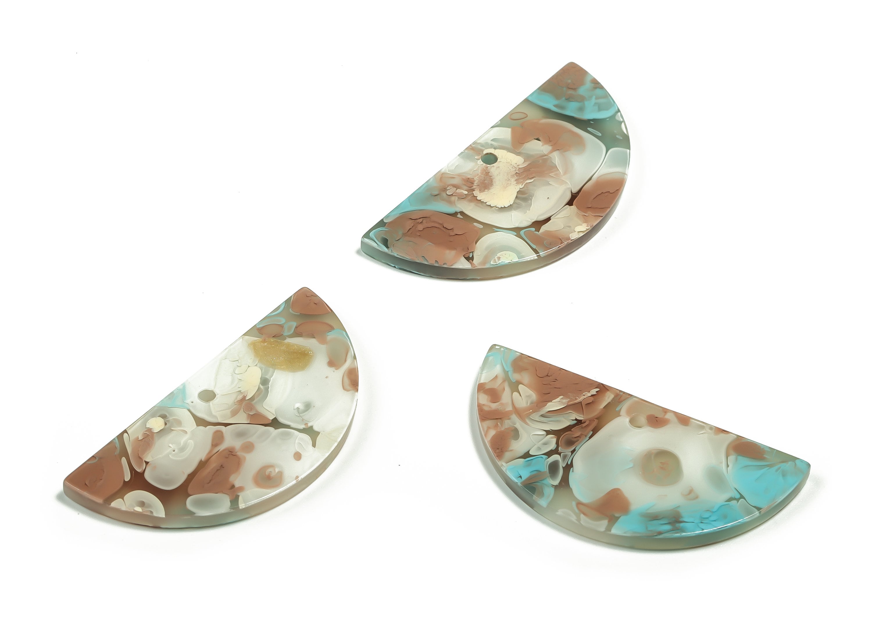 Acrylic Semicircle Earring Charms - Acrylic Half Moon Pendant - Jewelry Making Supplies - Color Code: A585 - 36.74x18.04x2.6mm - AC2342-A585 - DOMEDBAZAAR