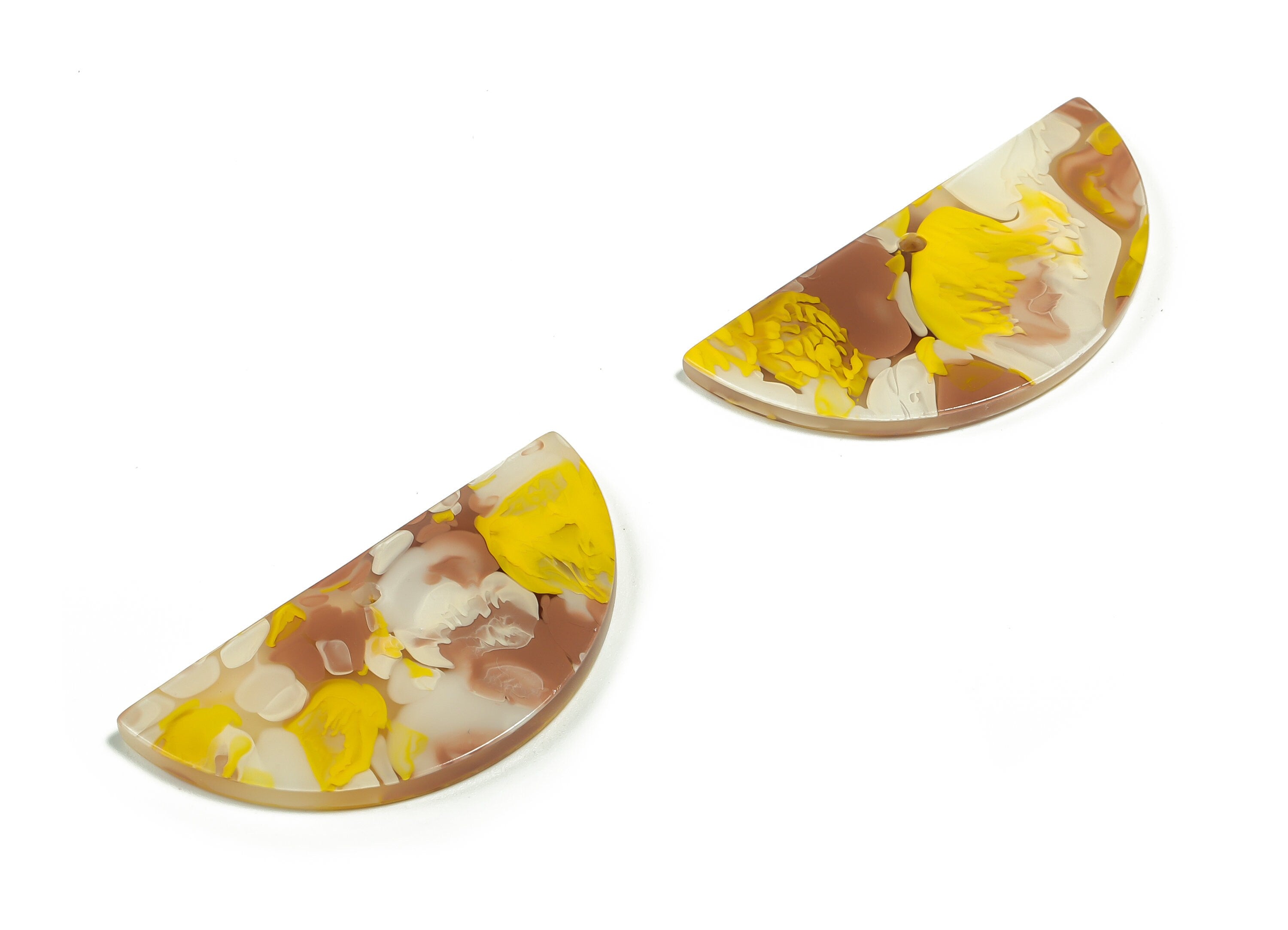 Acrylic Semicircle Earring Charms - Acrylic Half Moon Pendant - Jewelry Making Supplies - Color Code: A583 - 36.55x18.02x2.5mm - AC2342-A583 - DOMEDBAZAAR