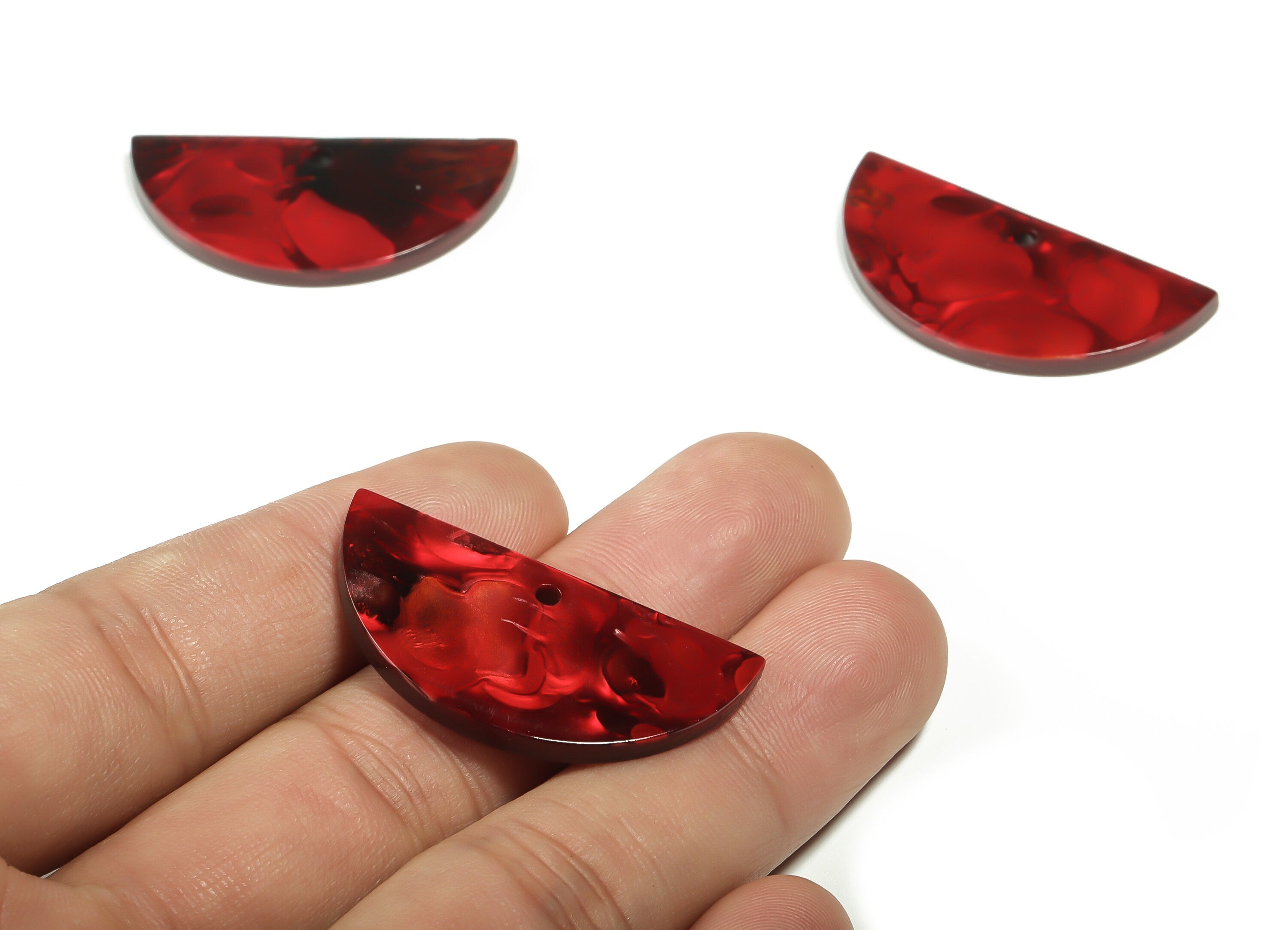 Acrylic Semicircle Earring Charms - Acrylic Half Moon Pendant - Jewelry Making Supplies - Color Code: A708 - 36.7x18.1x2.47mm - AC2342-A708 - DOMEDBAZAAR