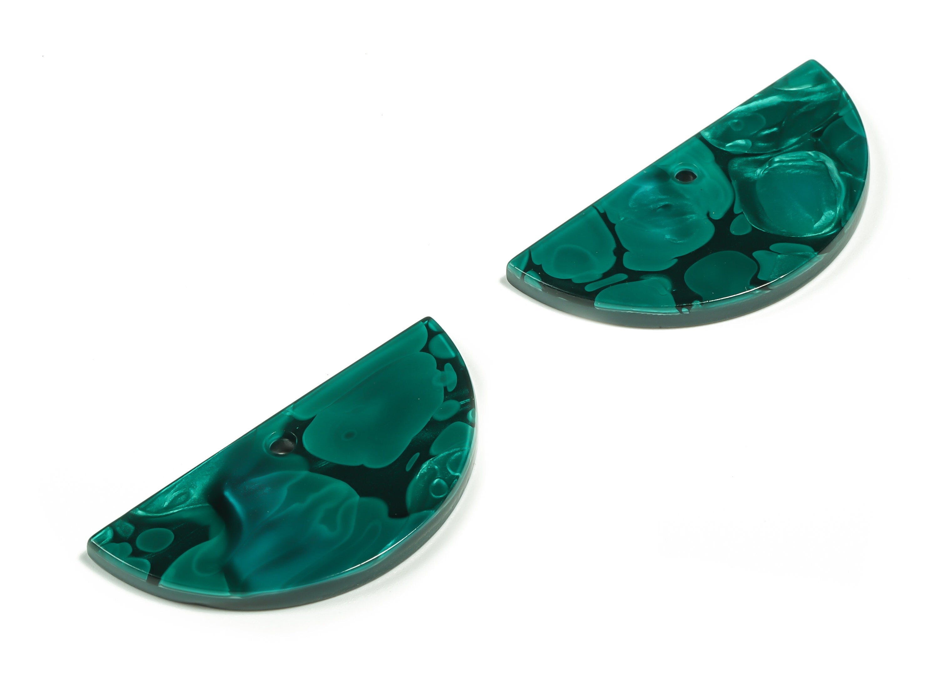 Acrylic Semicircle Earring Charms - Acrylic Half Moon Pendant - Jewelry Making Supplies - Color Code: A624 - 36.8x18.06x2.84mm - AC2342-A624 - DOMEDBAZAAR